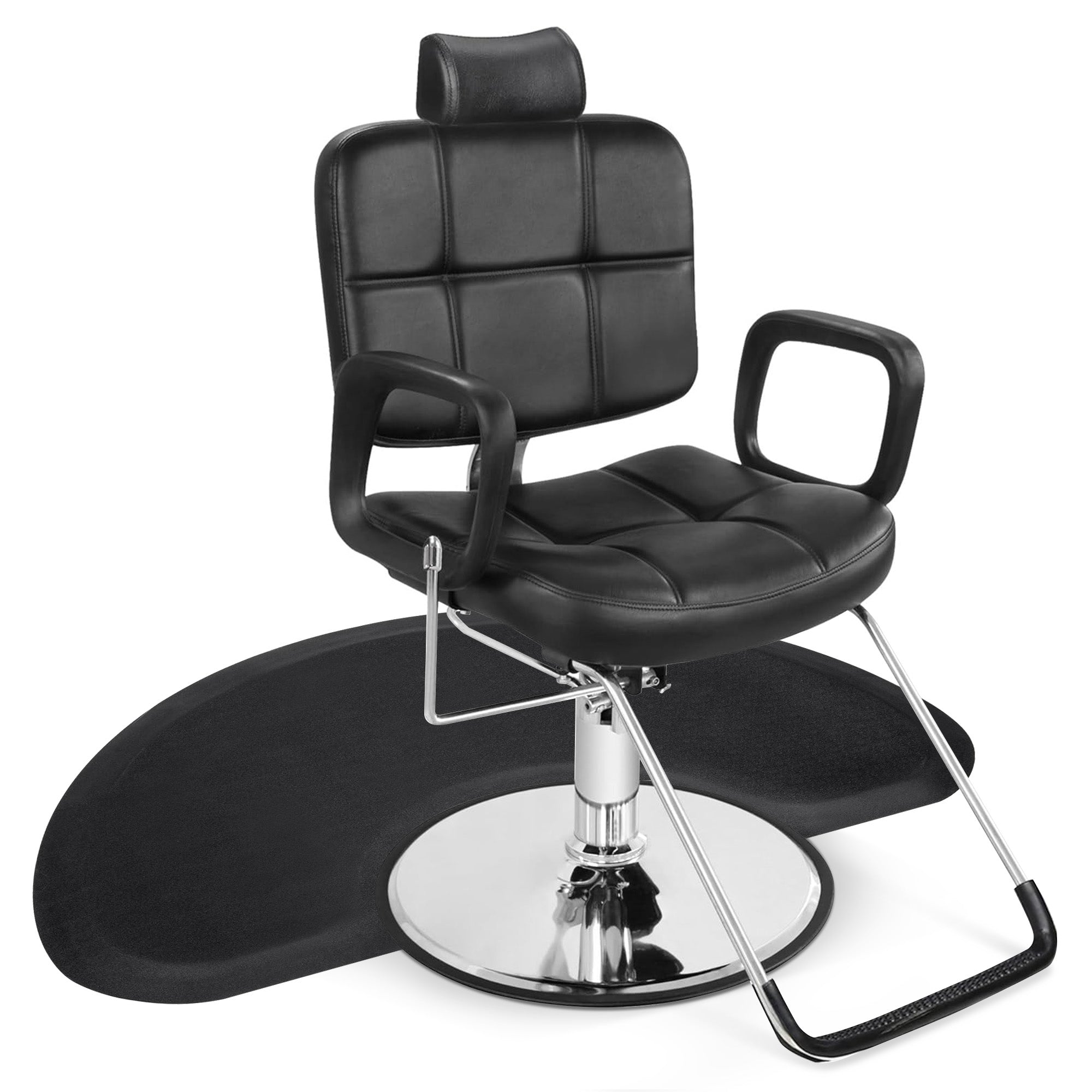 Barber Chair 2059 & Salon Mat 0020 Set - All Purpose Hydraulic Barber Chair with Ergonomic NBR Anti-Fatigue Barber Mat, Ideal for Stylists