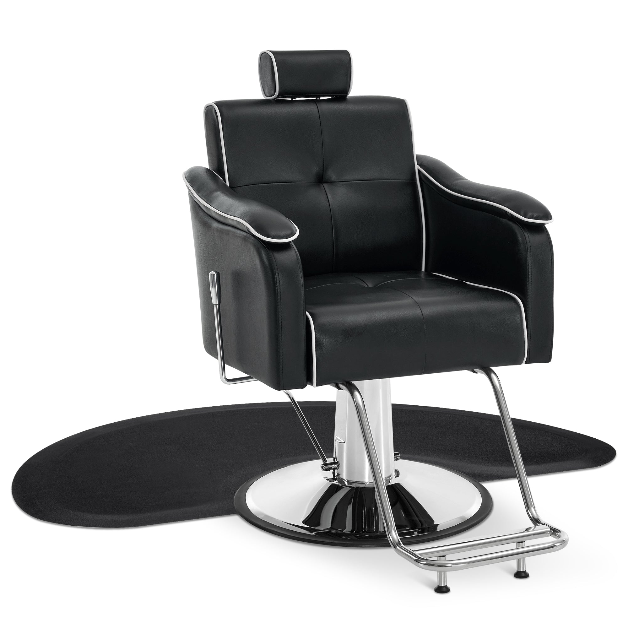 Barber Chair 9182 & Anti-Fatigue Mat 0020 Set - Reclining Hydraulic Barber Chair with 1/2" Thick Salon Mat, Ideal for Barbers & Stylists