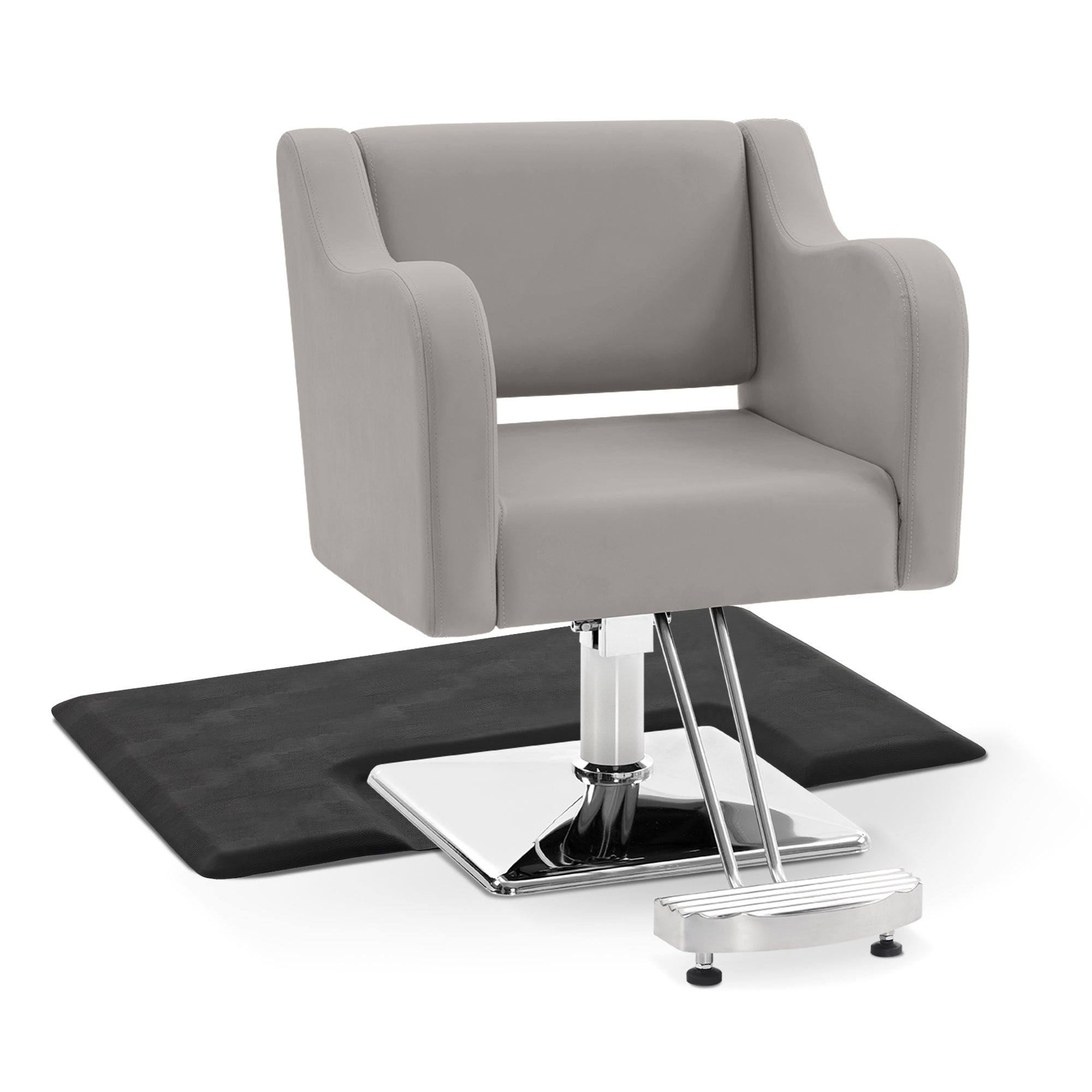 Salon Chair 3802 & Anti-Fatigue Mat 0030 Set - Professional Hydraulic Salon Chair with Ergonomic Salon Mat, Ideal for Barbers & Stylists