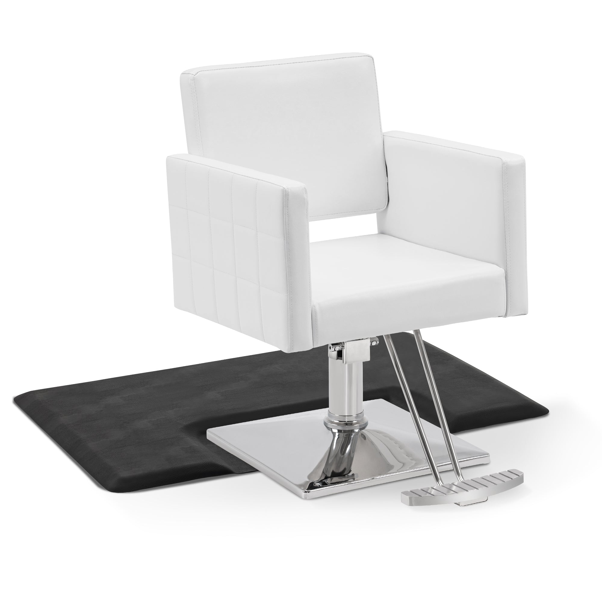 Salon Chair 8821 & Anti-Fatigue Mat 0030 Set - Professional Hydraulic Salon Chair with Ergonomic 3/4" Thick Salon Mat
