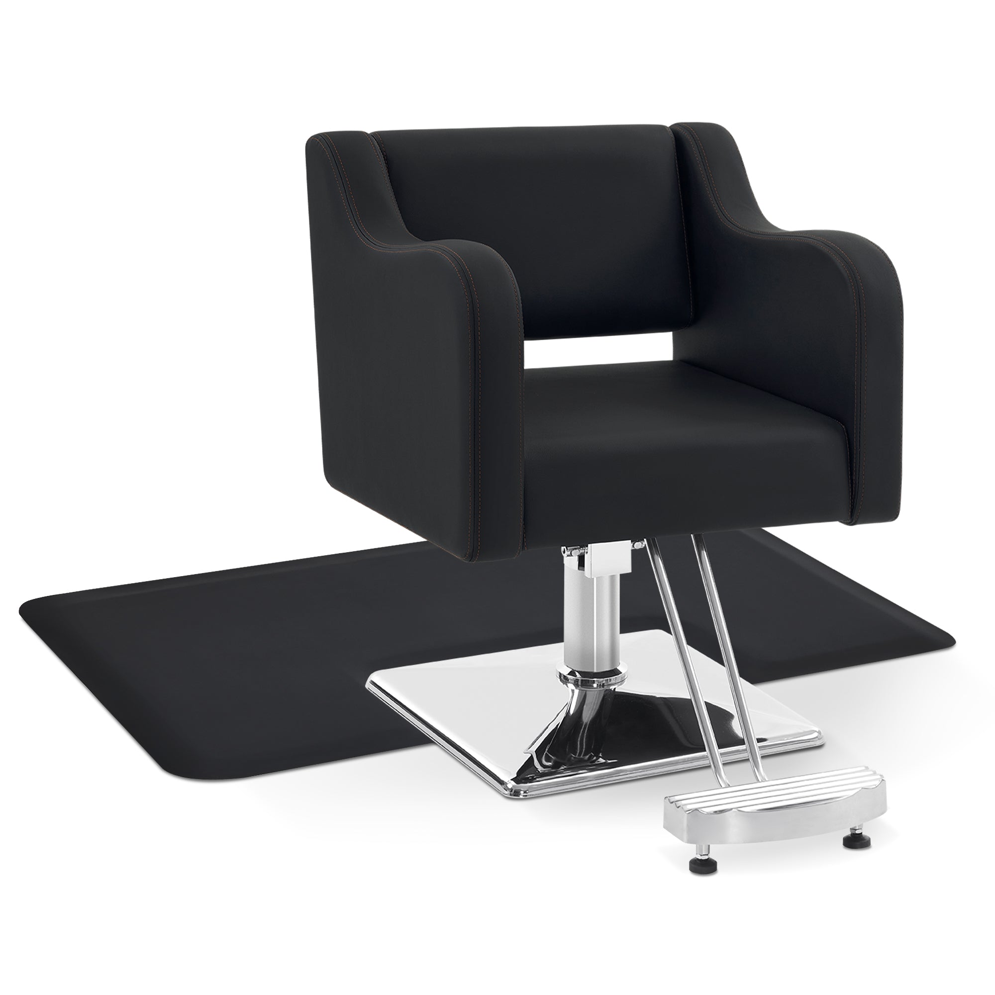 Salon Chair 3802 & Anti-Fatigue Mat 0040 Set - Professional Hydraulic Salon Chair with Ergonomic Salon Mat, Ideal for Barbers & Stylists