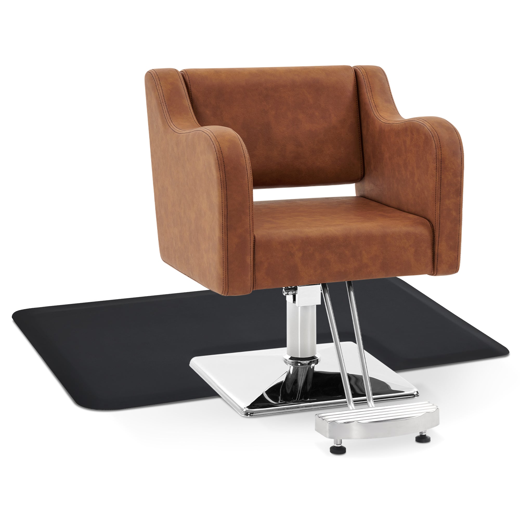 Salon Chair 3802 & Anti-Fatigue Mat 0040 Set - Professional Hydraulic Salon Chair with Ergonomic Salon Mat, Ideal for Barbers & Stylists
