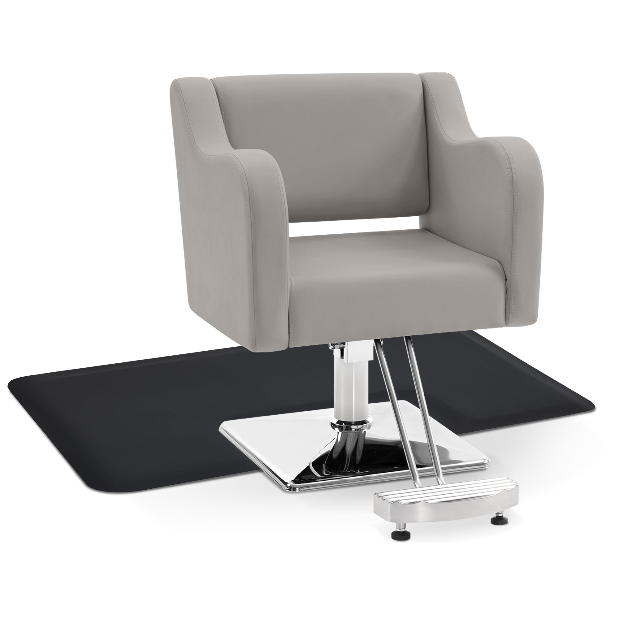Salon Chair 3802 & Anti-Fatigue Mat 0040 Set - Professional Hydraulic Salon Chair with Ergonomic Salon Mat, Ideal for Barbers & Stylists