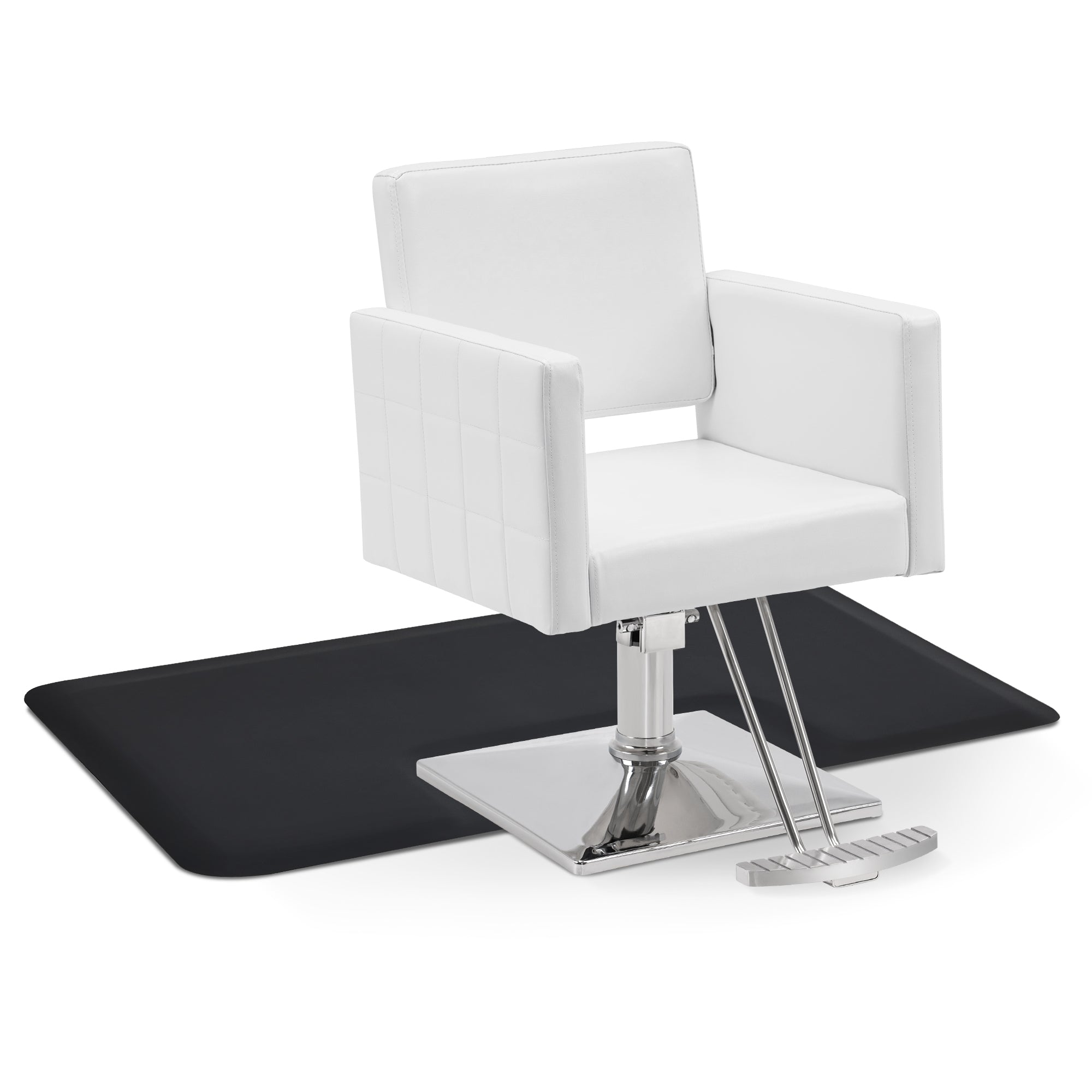 Salon Chair 8821 & Anti-Fatigue Mat 0040 Set - Professional Hydraulic Salon Chair with Ergonomic 0.5" Thick Salon Mat
