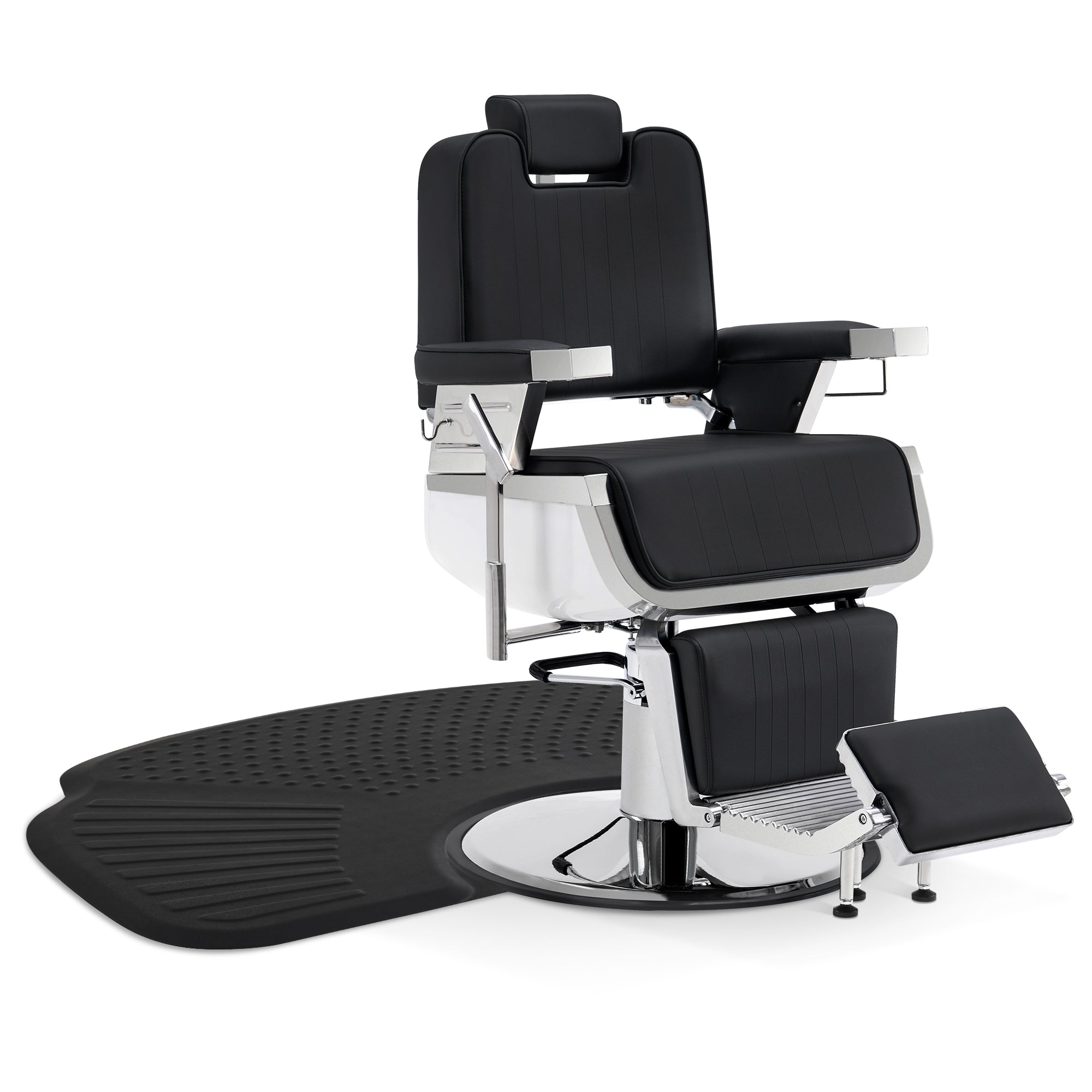 Barber Chair 3819 & Anti-Fatigue Mat 0085 Set - All Purpose Reclining Hydraulic Barber Chair with 1 Inch Thick Salon Mat, Ideal for Barbers & Stylists