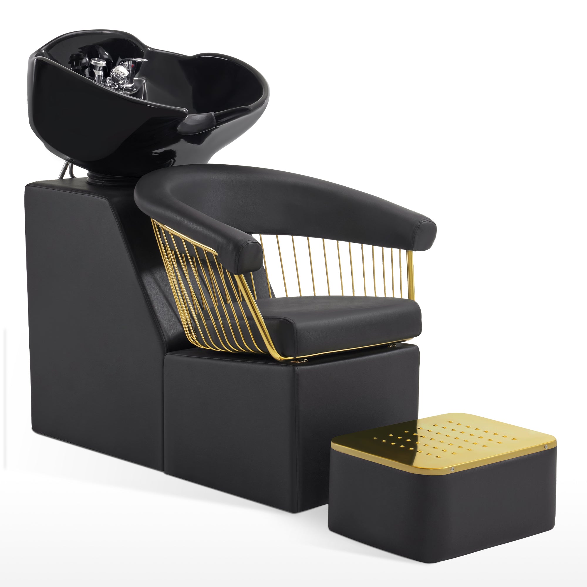 BarberPub Backwash Shampoo Station Chair, Ceramic Shampoo Bowl with Chair 8670