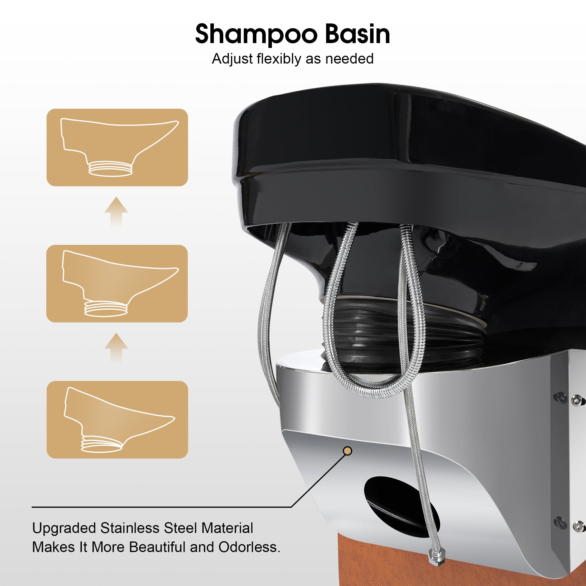 BarberPub Ceramic Bowl Backwash Shampoo Chair, Hair Washing Salon Station 9102