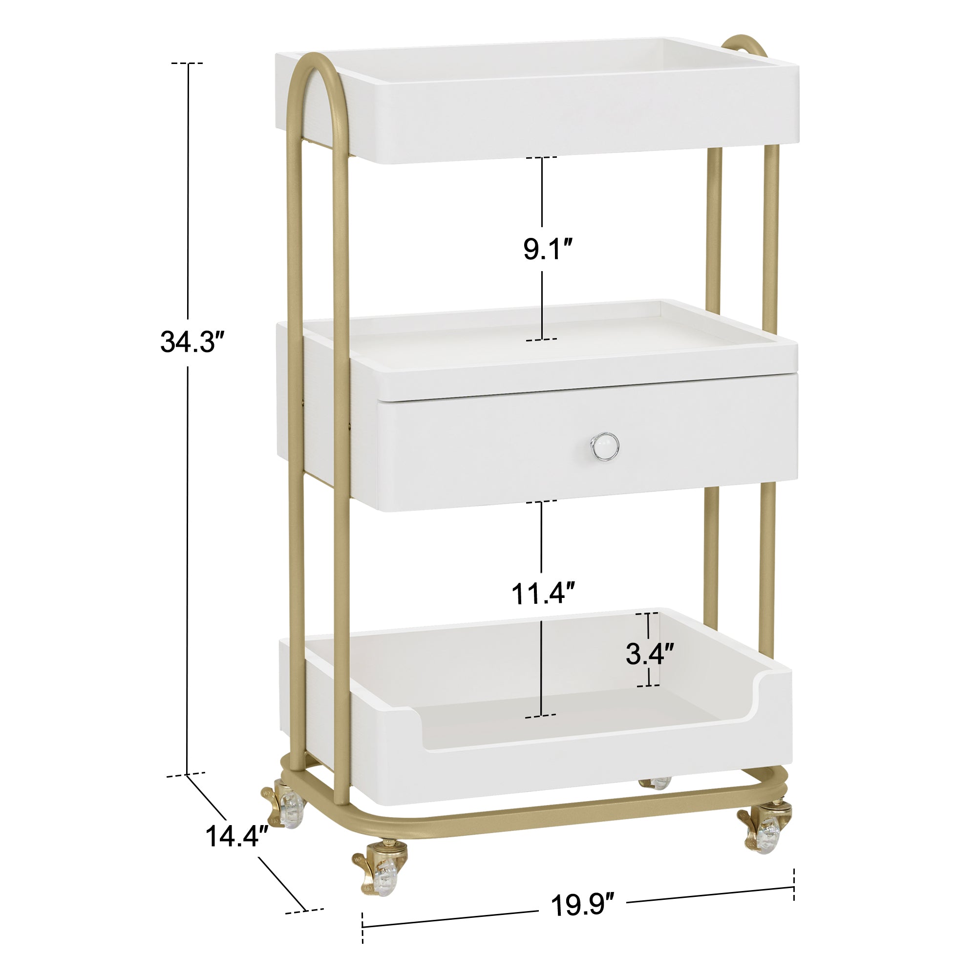 Salon Beauty Cart with Wheels & Drawer, SPA Storage Stylist Trolley with Shelves 2086