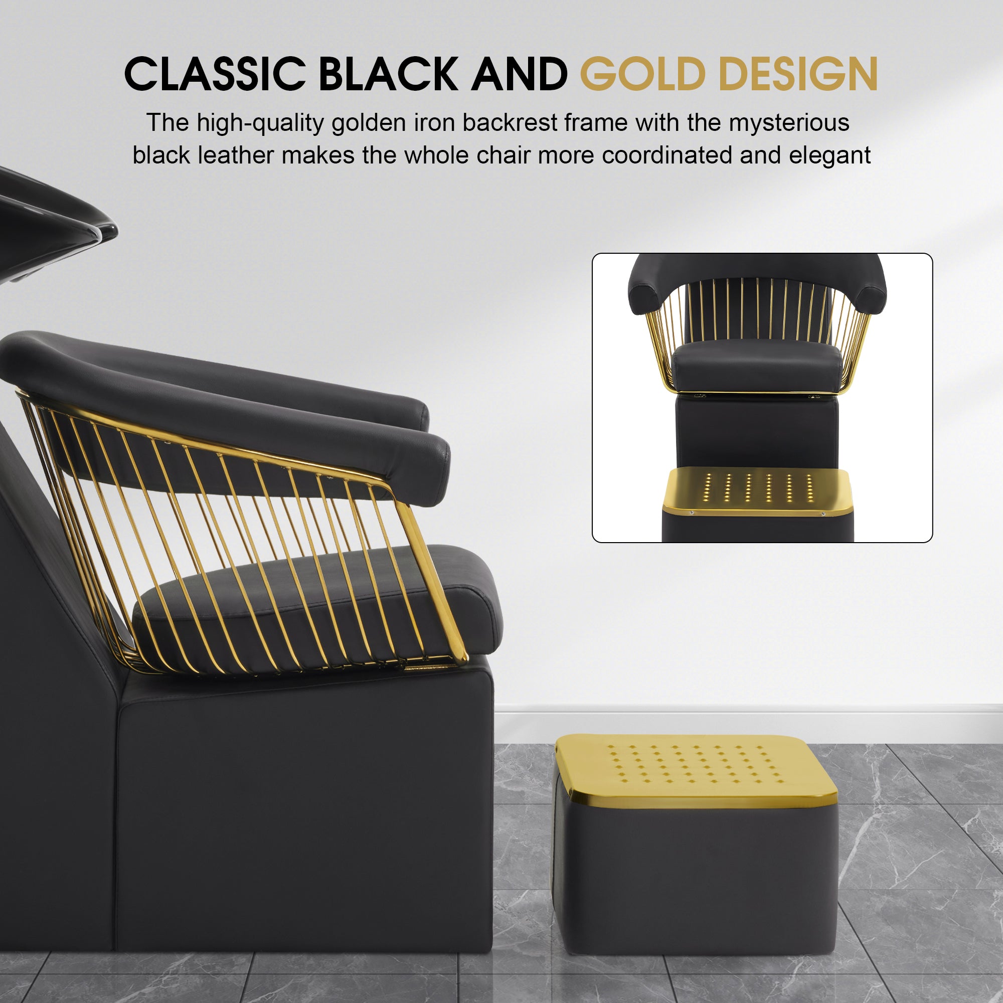 BarberPub Salon Chair 8677 & Backwash Shampoo Chair 8670 Set – Hydraulic Salon Chair with Ceramic Shampoo Bowl