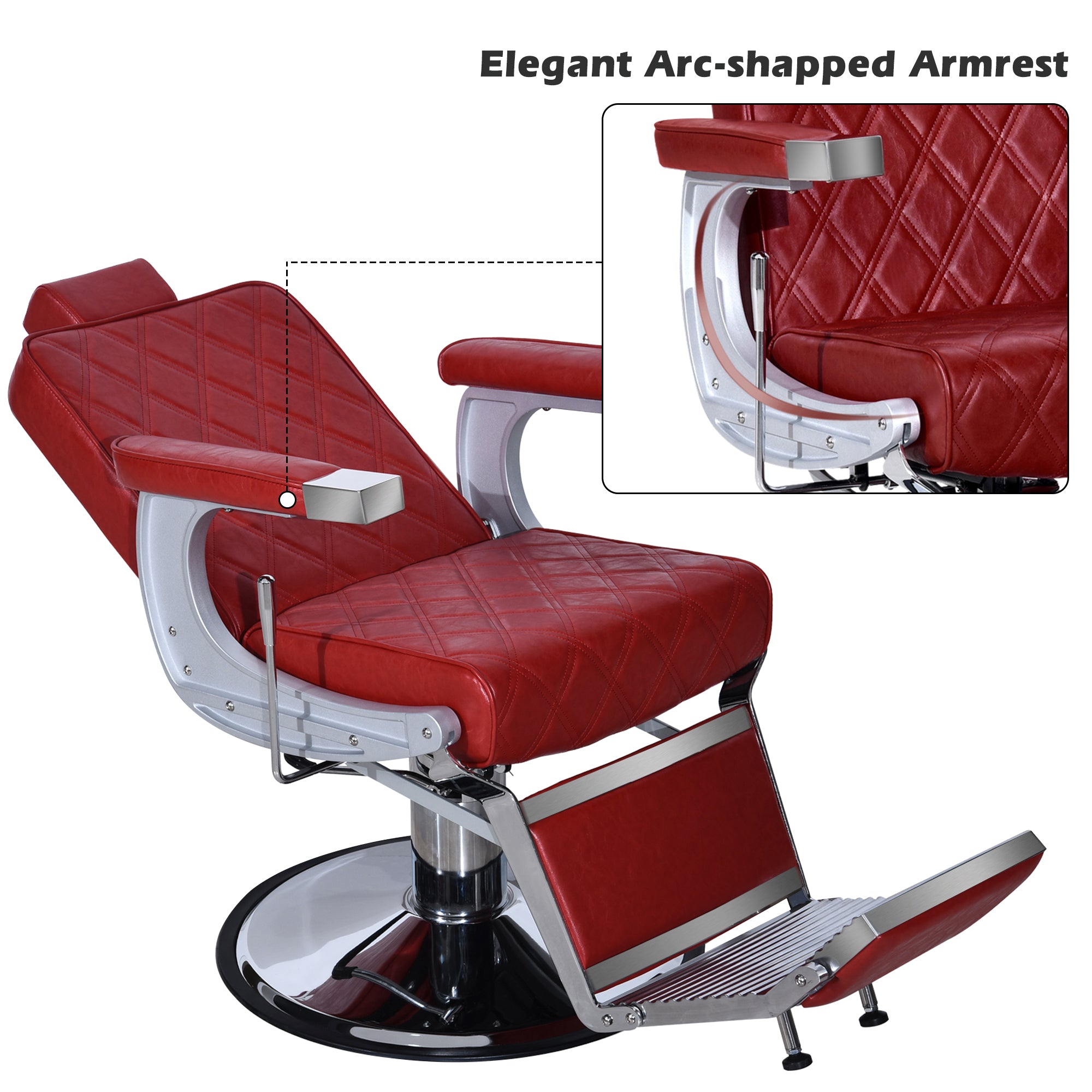BarberPub Barber Chair for Hair Stylist, Reclining Barbershop Salon Chair 3825