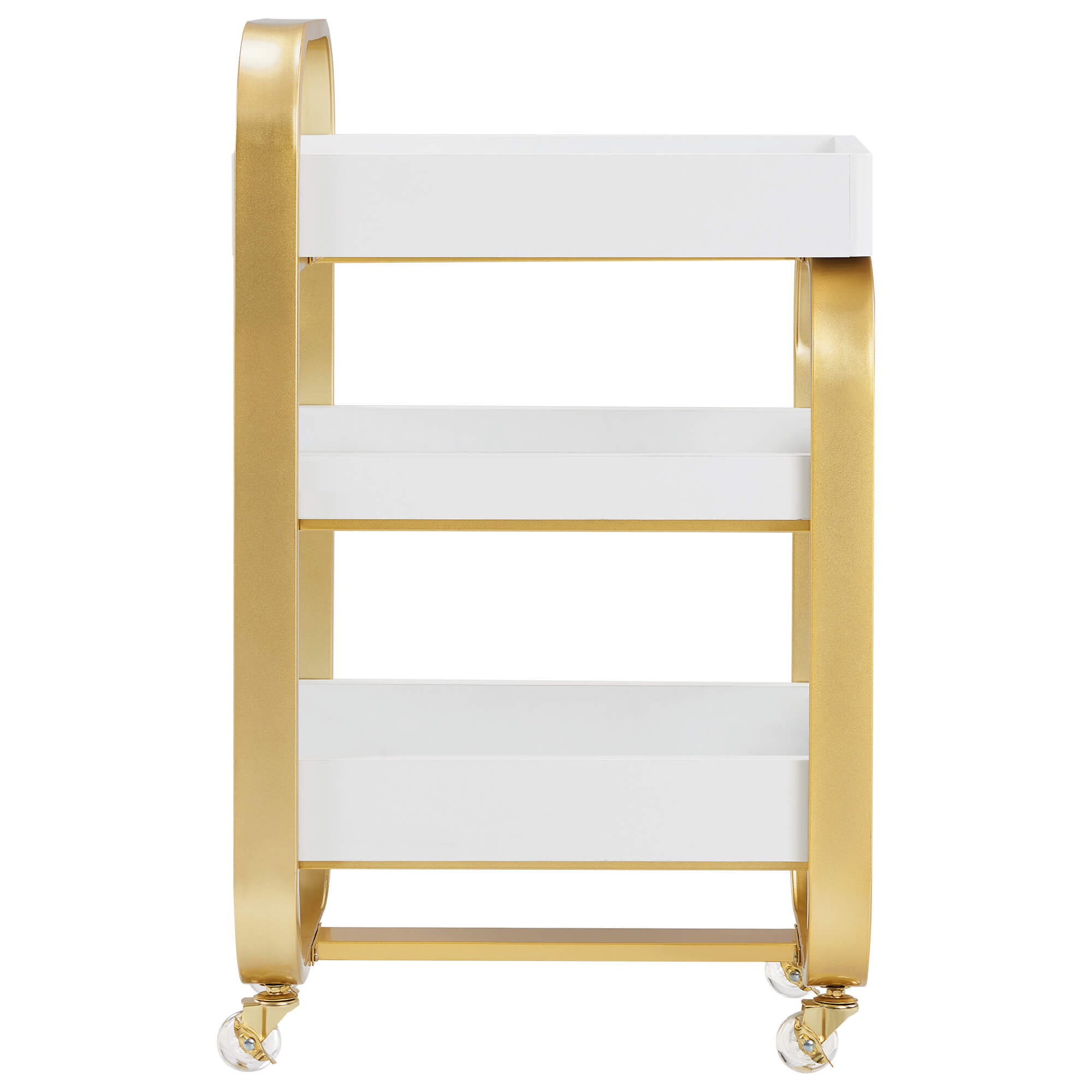 3-Tier Modern Salon Rolling Trolley with Metal Frame, Barber Storage Cart with Lockable Wheels 2085