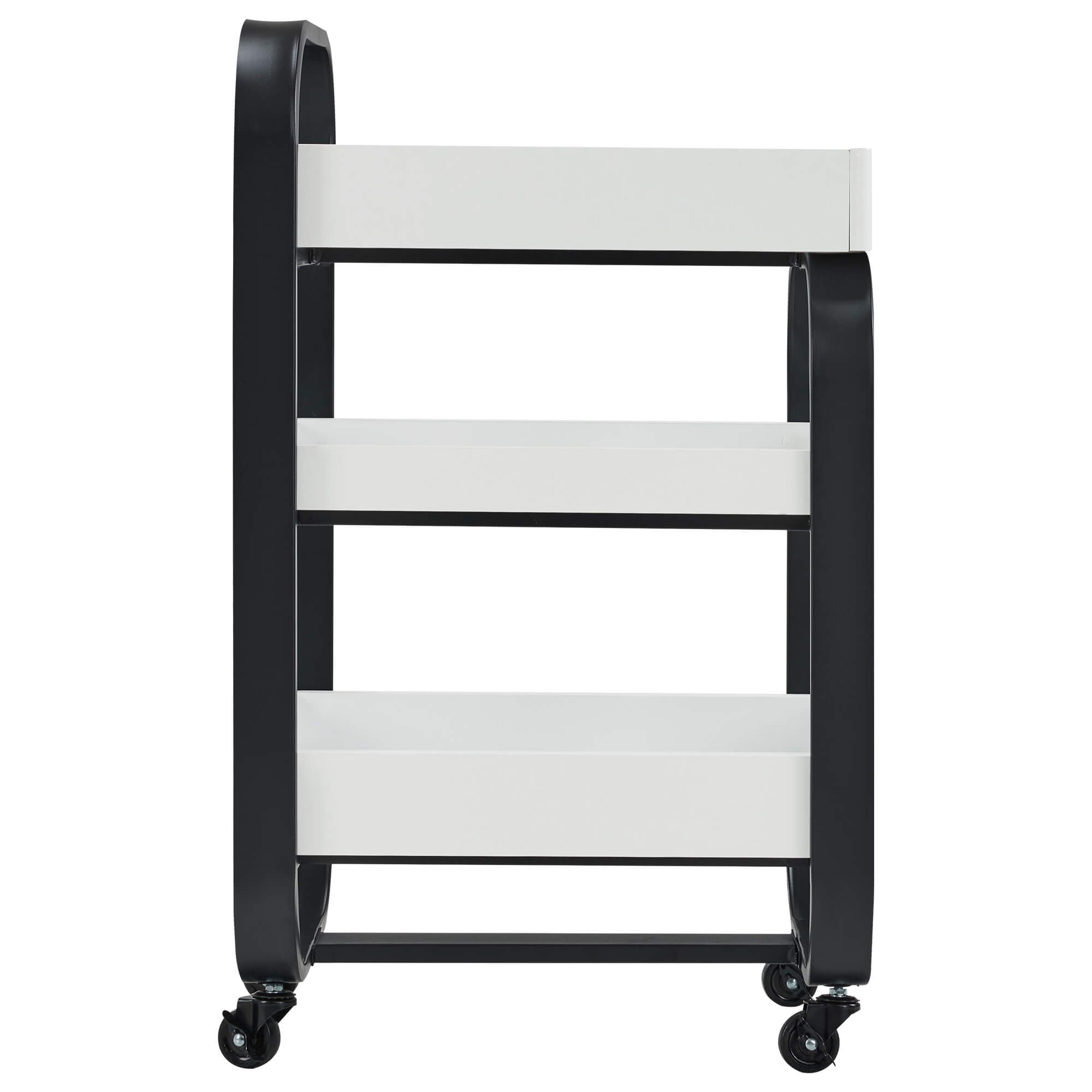 3-Tier Modern Salon Rolling Trolley with Metal Frame, Barber Storage Cart with Lockable Wheels 2085