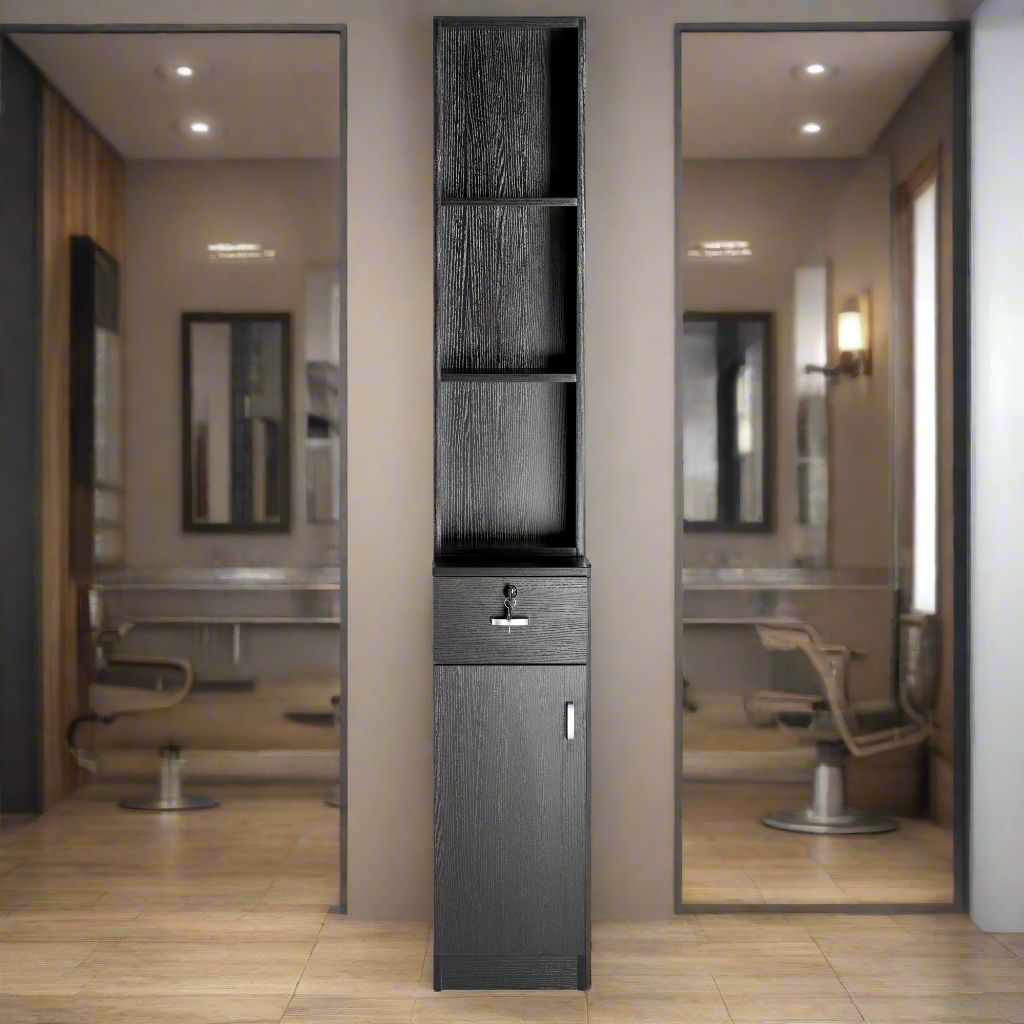 Hair Salon Wall Mount Station with Lockable Drawer and Cabinet, Barber Styling Equipment 3036-1
