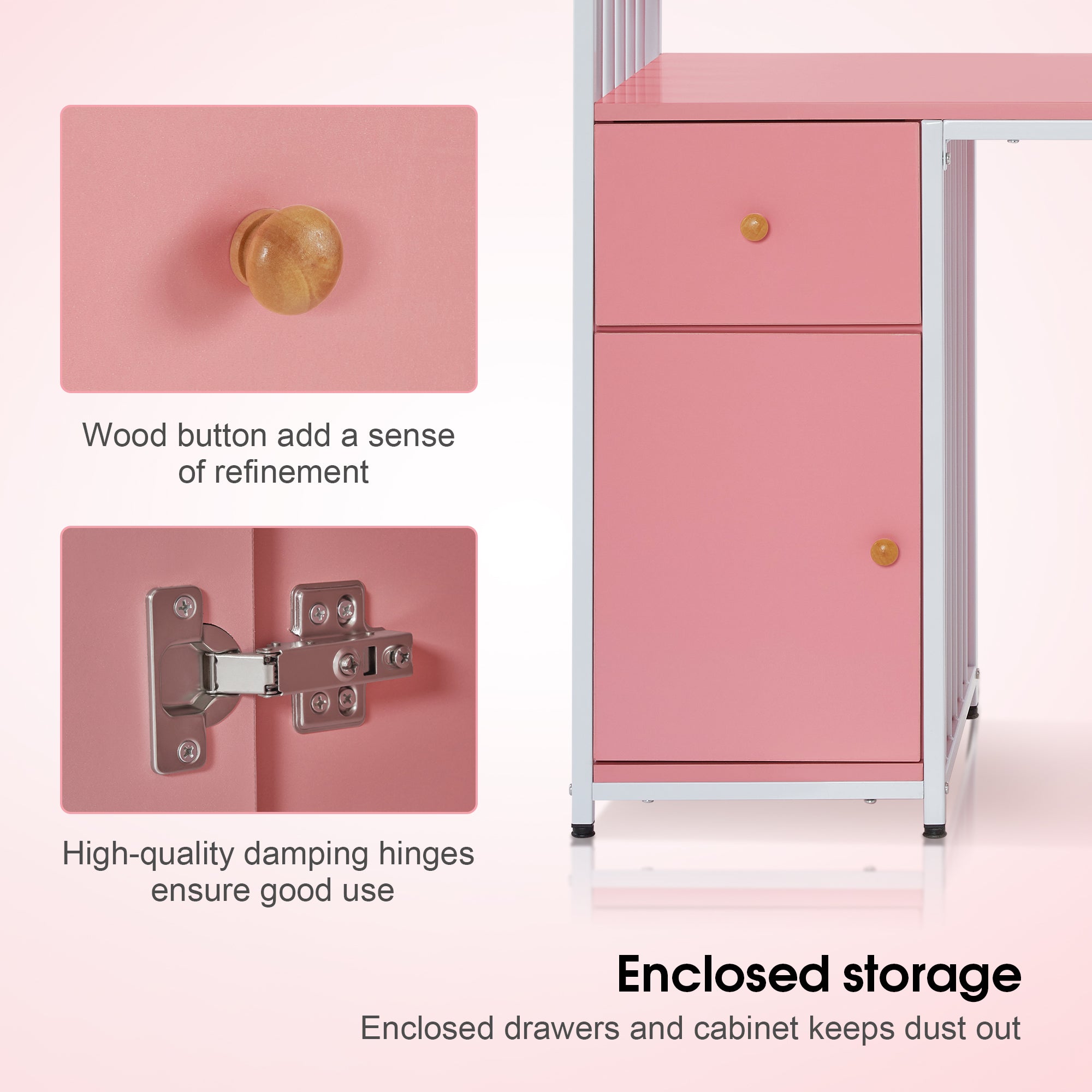 BarberPub Metal Nail Desk with Storage Drawers Home Salon Workstation 2414