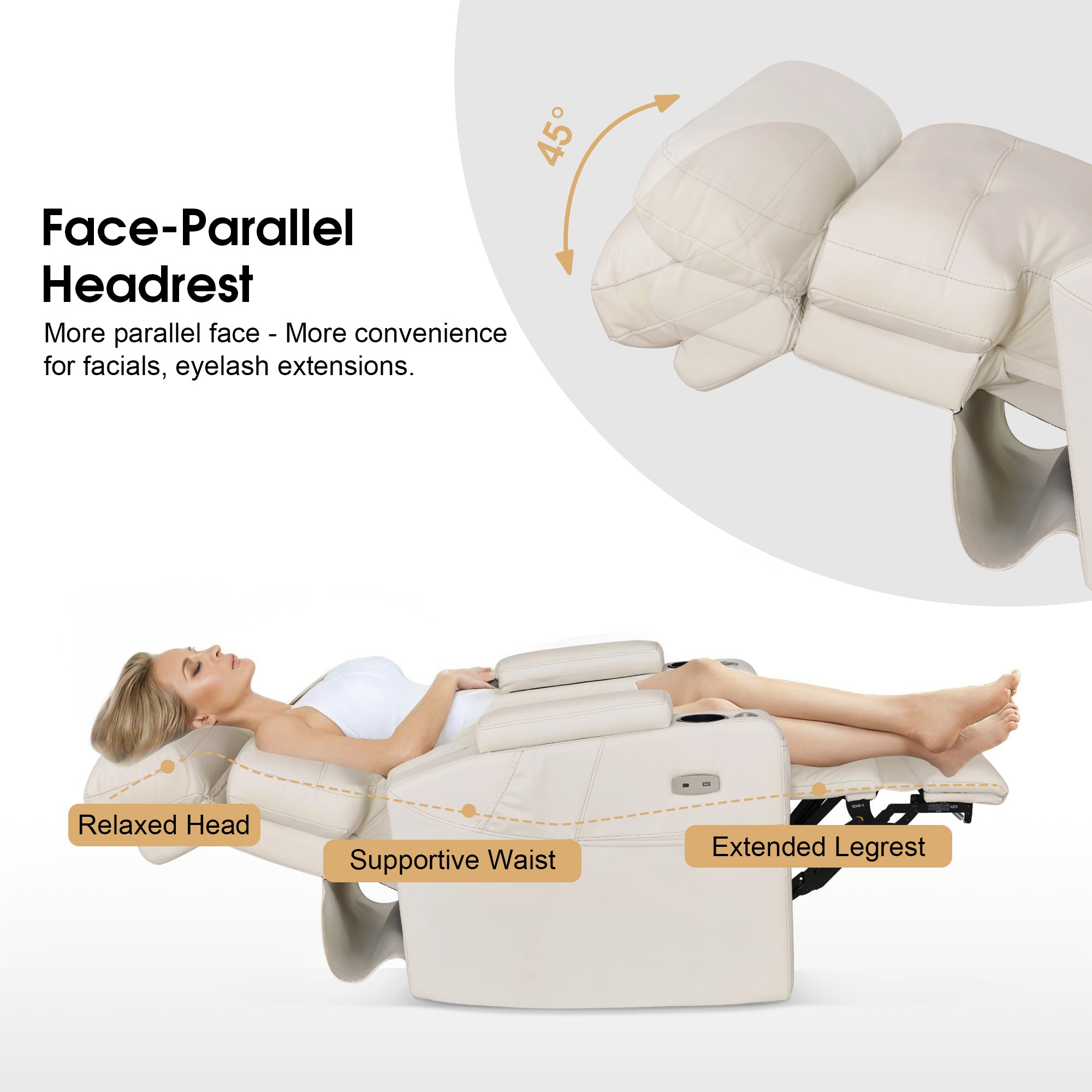 BarberPub Electric Lash Recliner with Adjustable Headrest, Facial Bed for Estheticians, Eyelash Extensions, Nails & Beauty 9904