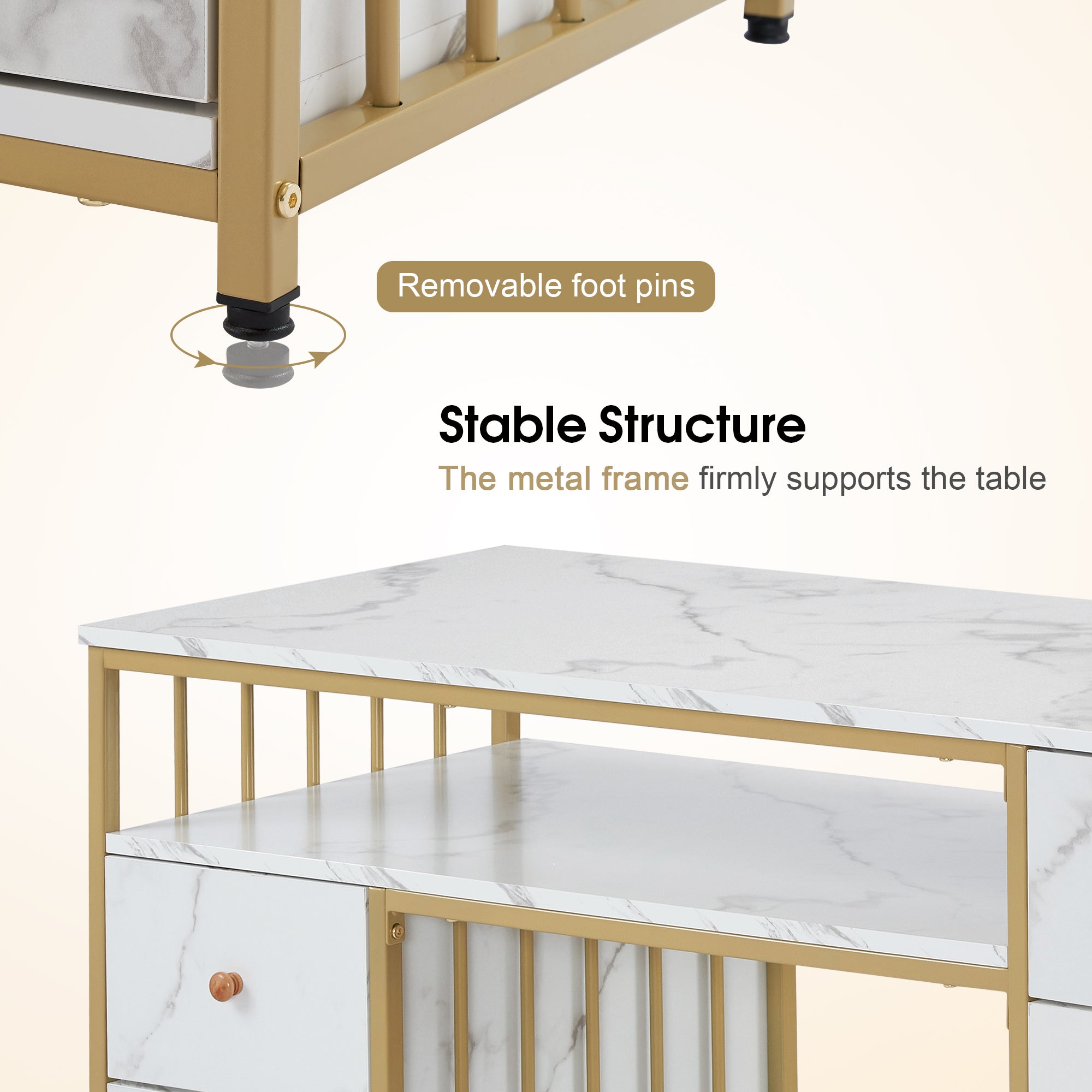 BarberPub Metal Nail Desk with Storage Drawers Home Salon Workstation 2414