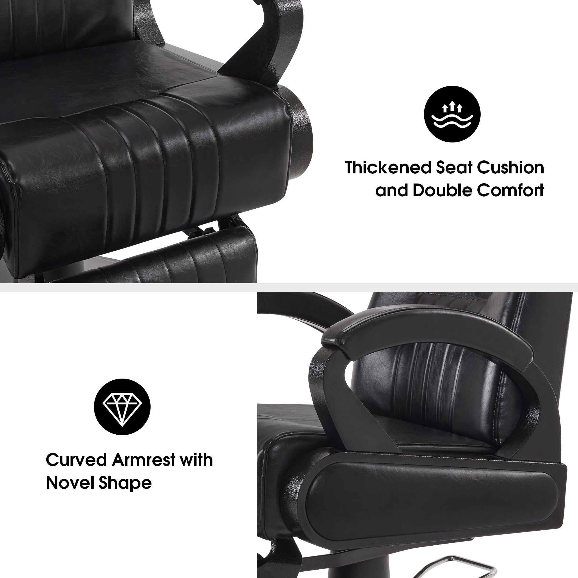 BarberPub All Purpose Barber Chair,Reclining Hair Stylist Salon Chair With Headrest 9502
