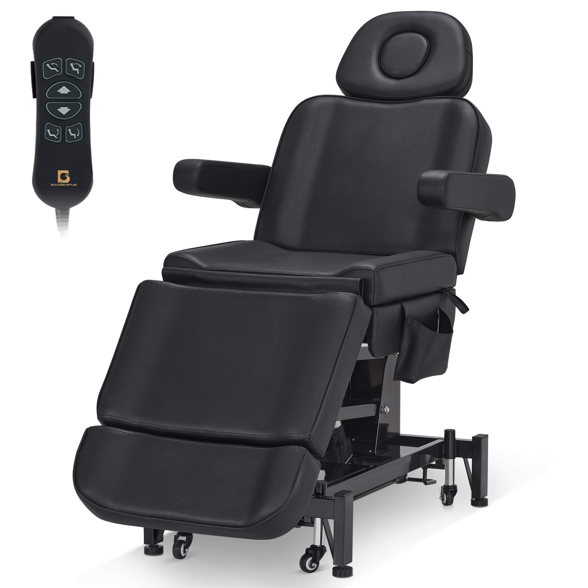 3 Motors Adjustable Electric Massage Beauty Bed, Spa Facial Chair with Foot Casters, PVC Leather 2754