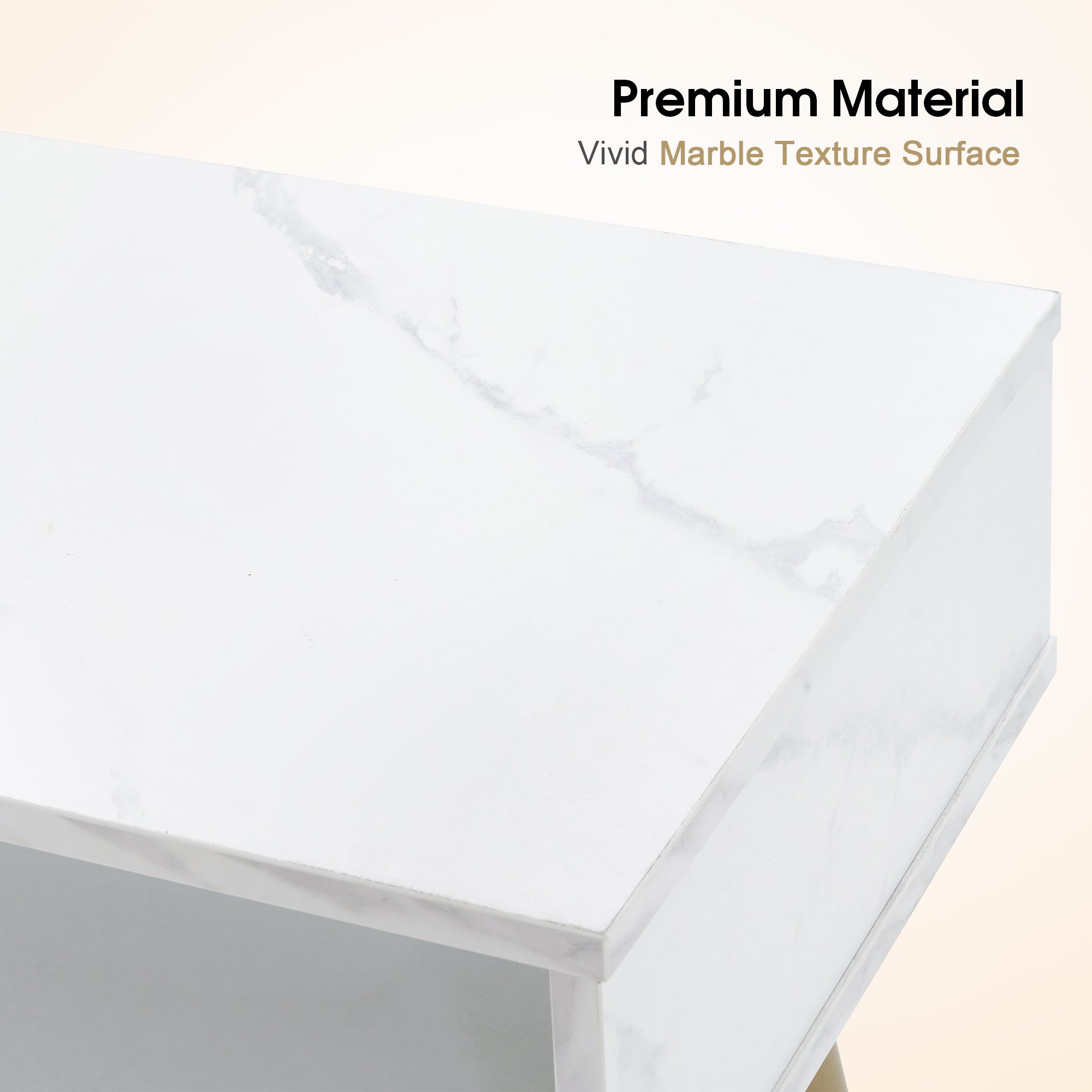 Marbling Textured Nail Art Desk for Storage, Manicure Table with Lockable Drawer 2622