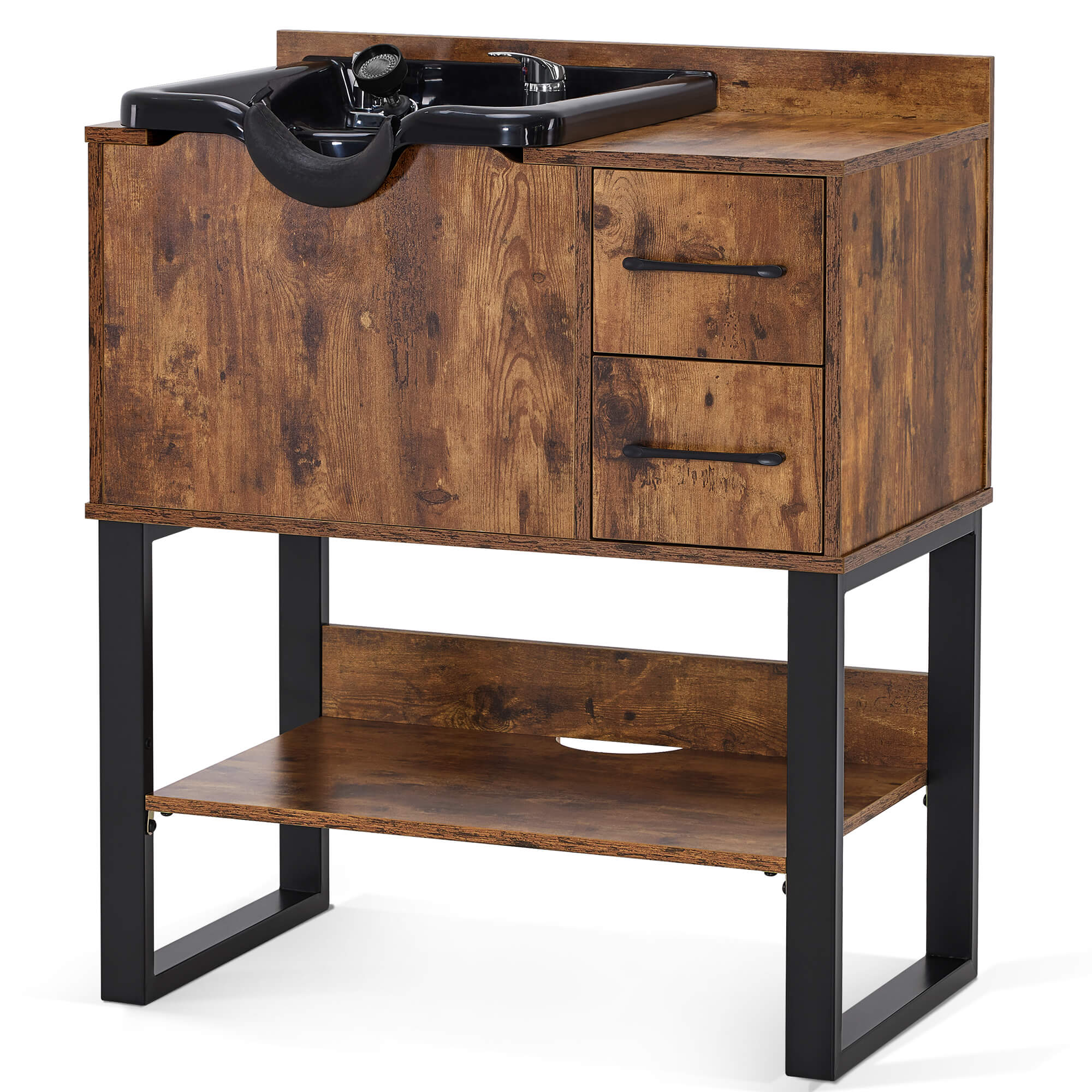 Shampoo Backwash Sink Station for Storage, Salon Shampoo Cabinet with Shampoo Bowl 3450