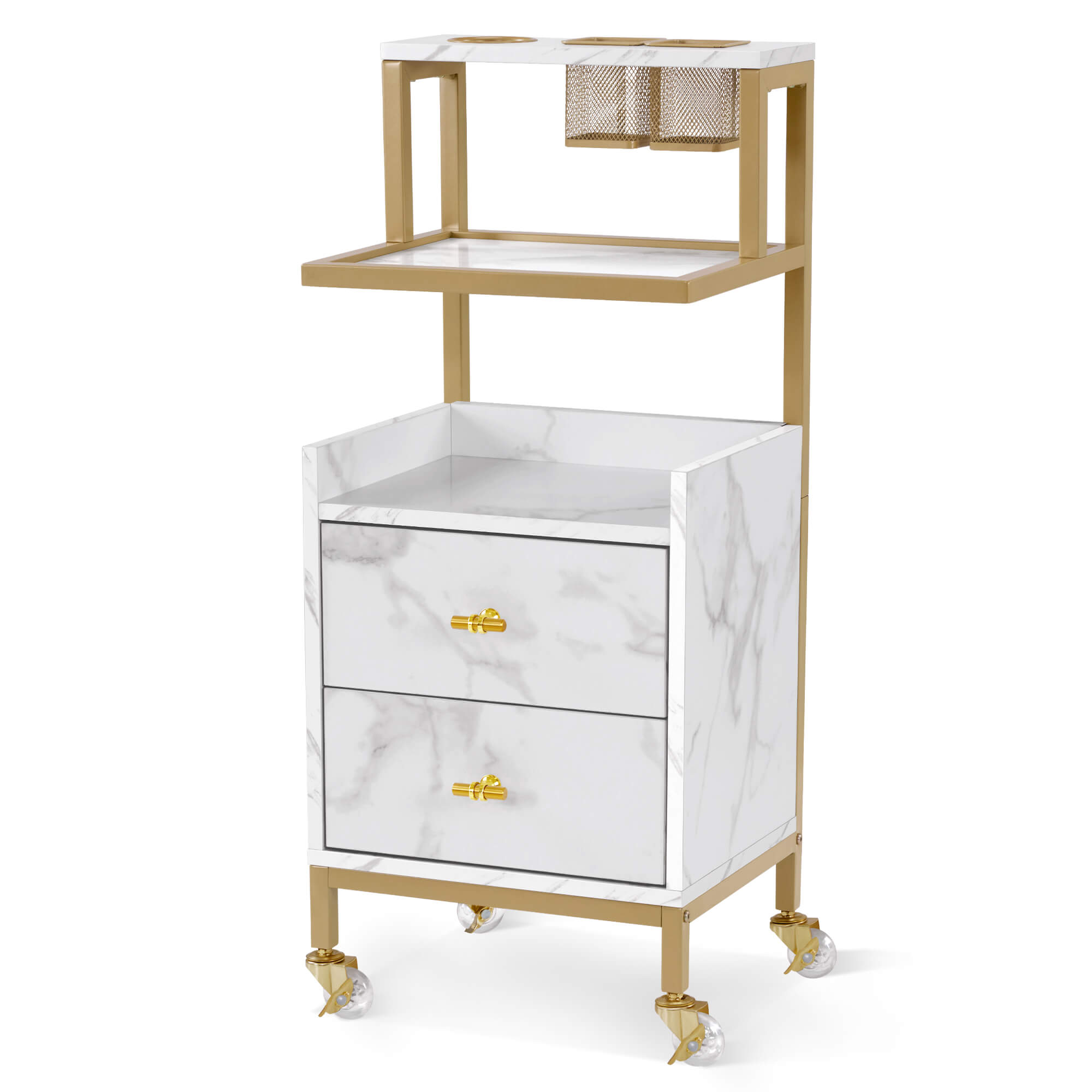 Beauty Salon Trolley with Tool Holders & Wheels, SPA Barber Rolling Cart with Metal Frame 2084