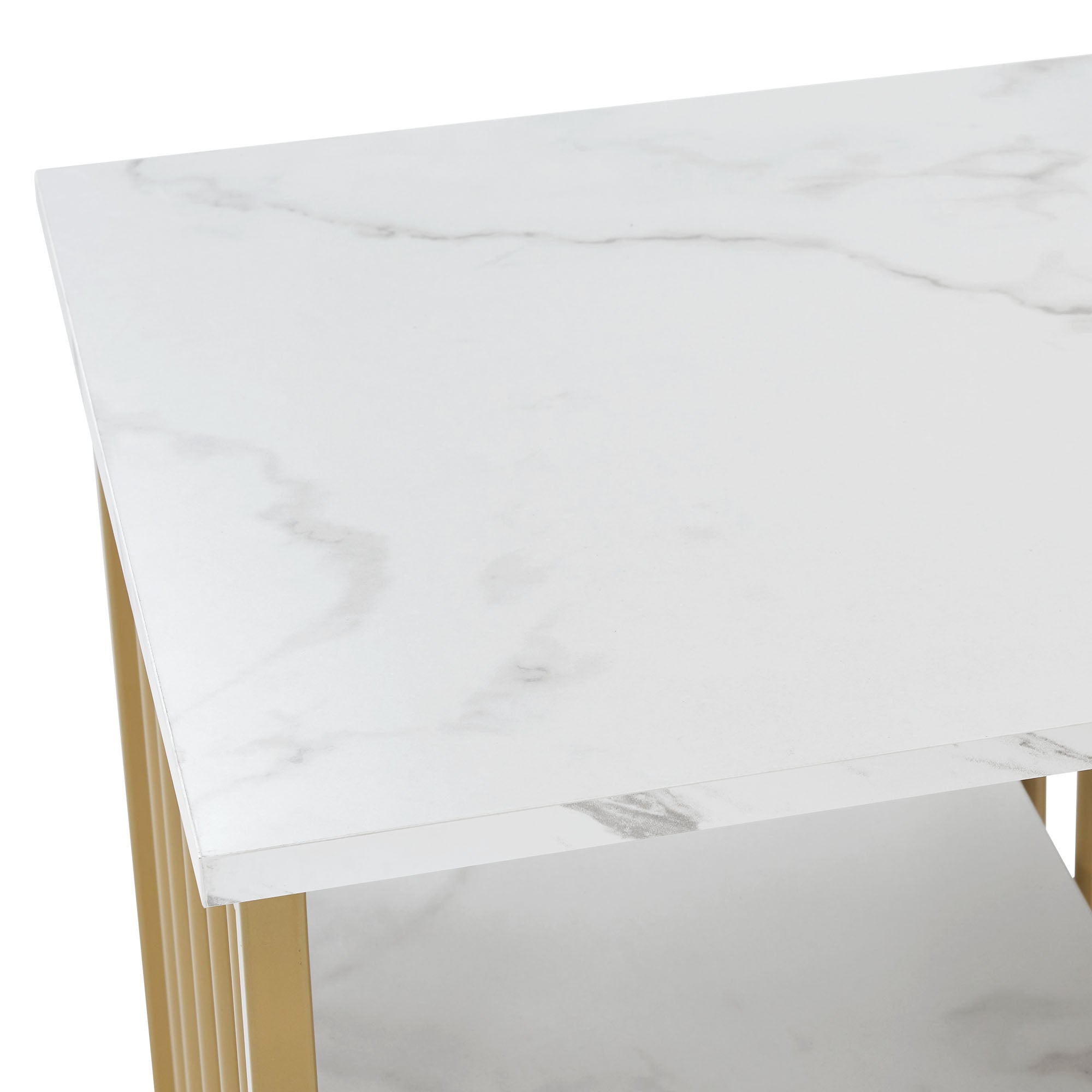 Marbling Nail Tech Desk with Metal Frame, Manicure Beauty Storage Organizer with Drawers 2425
