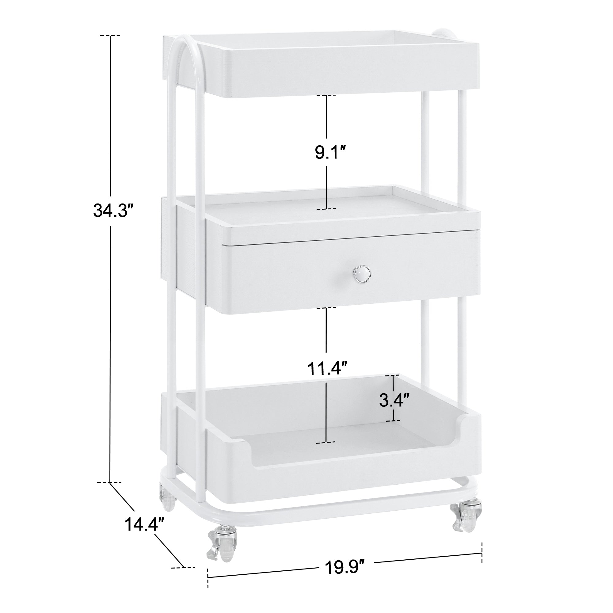 Salon Beauty Cart with Wheels & Drawer, SPA Storage Stylist Trolley with Shelves 2086