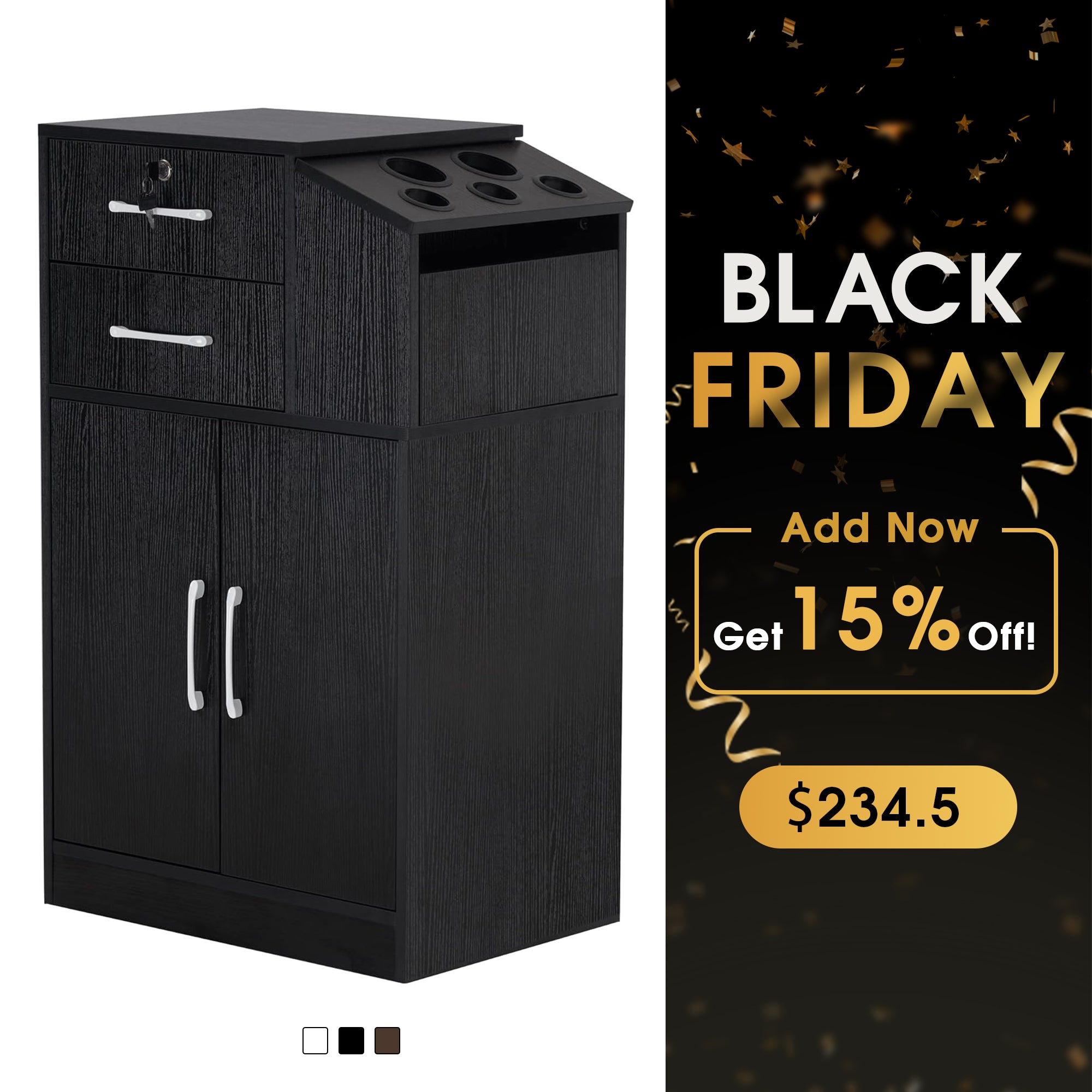 BarberPub Barber Locking Storage Station Beauty Salon Cabinet for Hair Stylist 2005