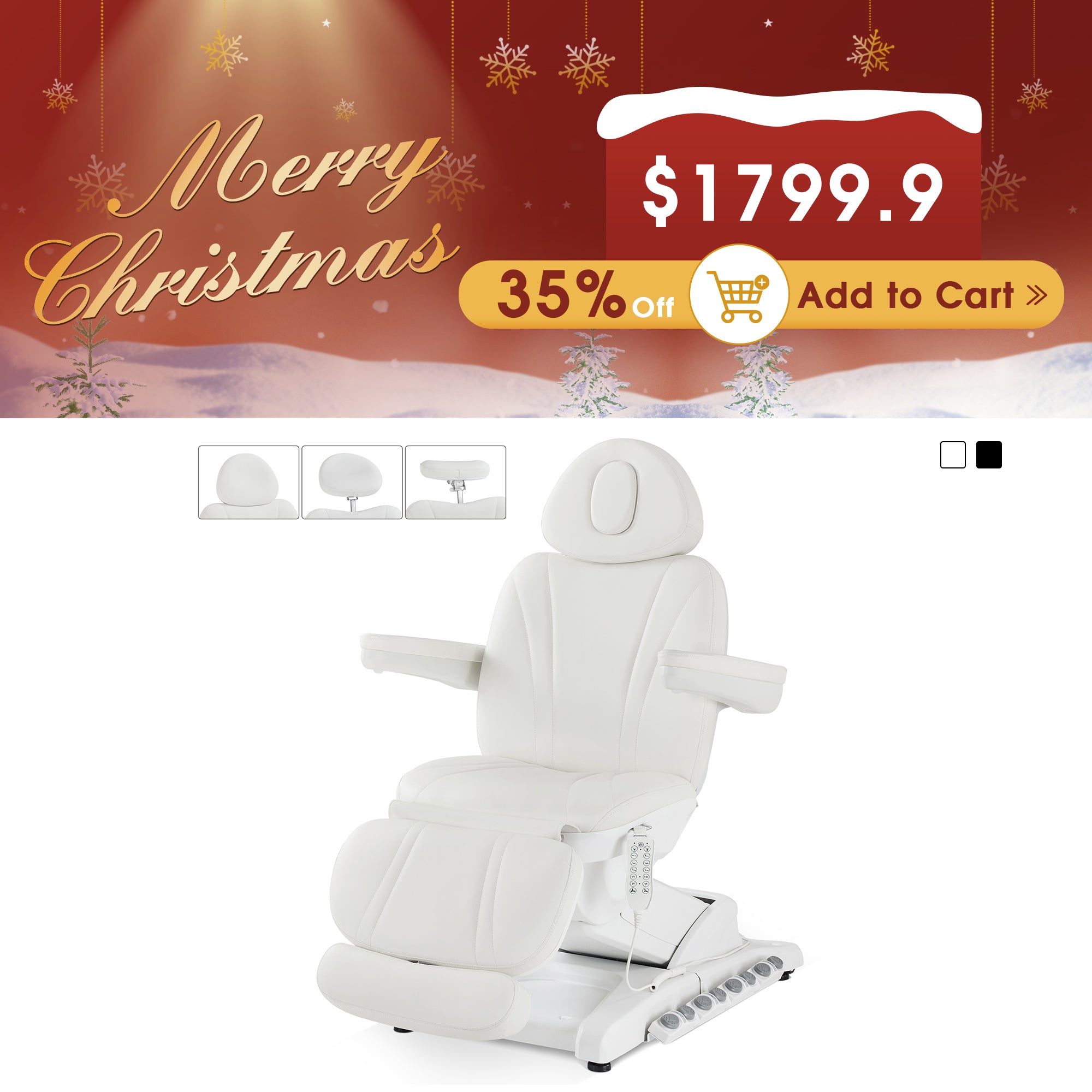 4-Motor Electric Facial Spa Bed with Hand & Foot Control, PU Leather Esthetician Adjustable Massage Table, 440 lbs Capacity 2119