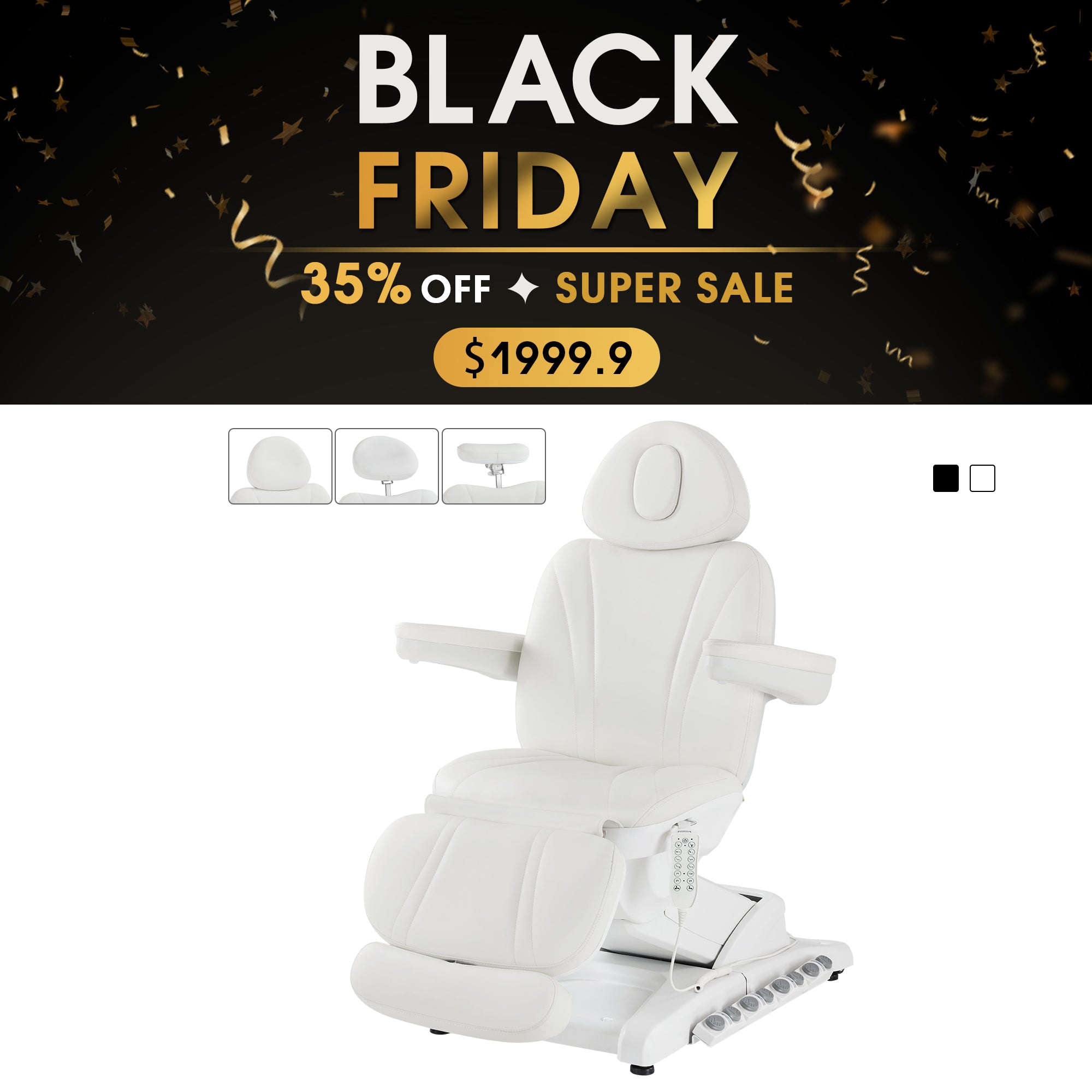 4-Motor Electric Facial Spa Bed with Hand & Foot Control, PU Leather Esthetician Adjustable Massage Table, 440 lbs Capacity 2119