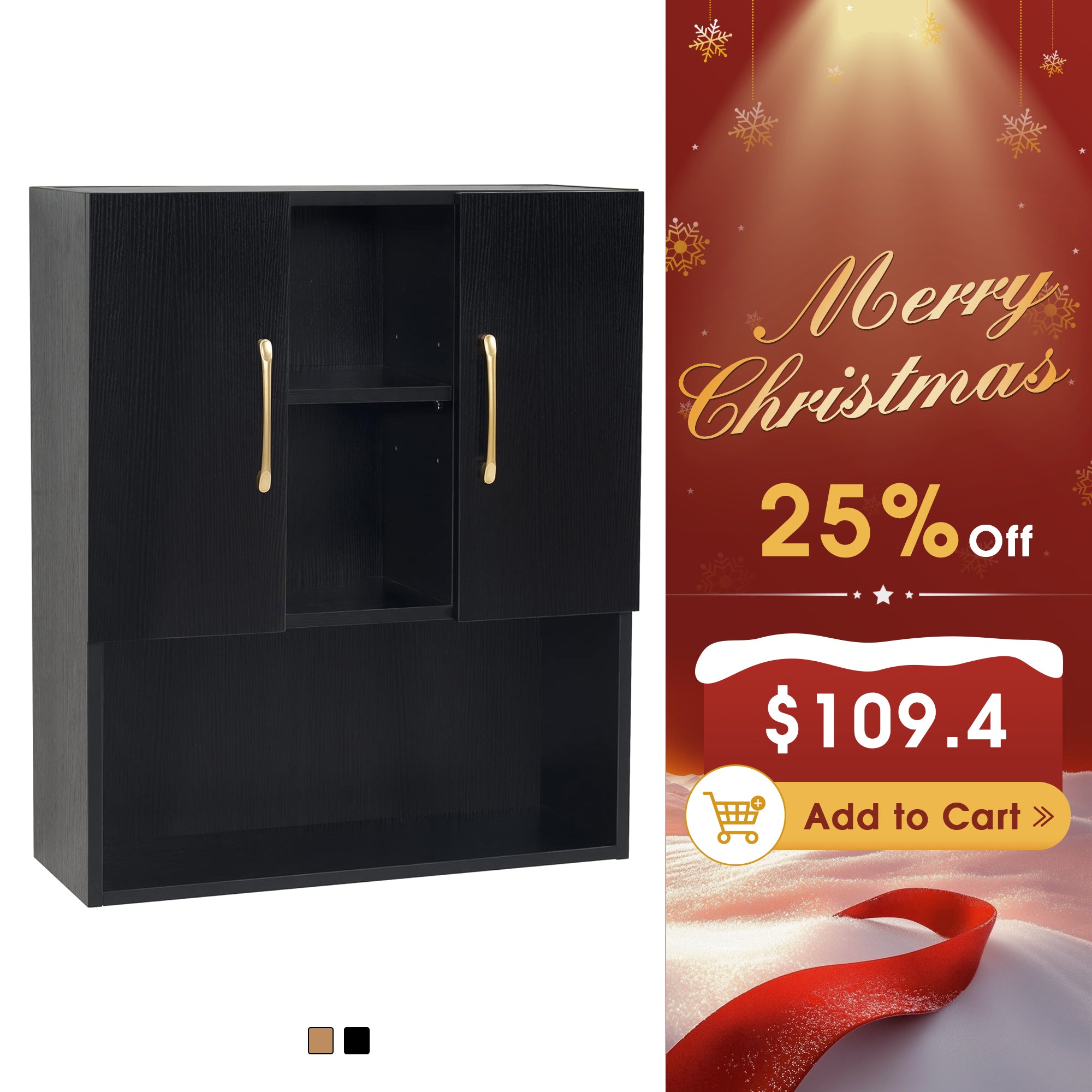 BarberPub Barber Wall Mounted Styling Cabinet Salon Brief Hanging Cabinet 2205