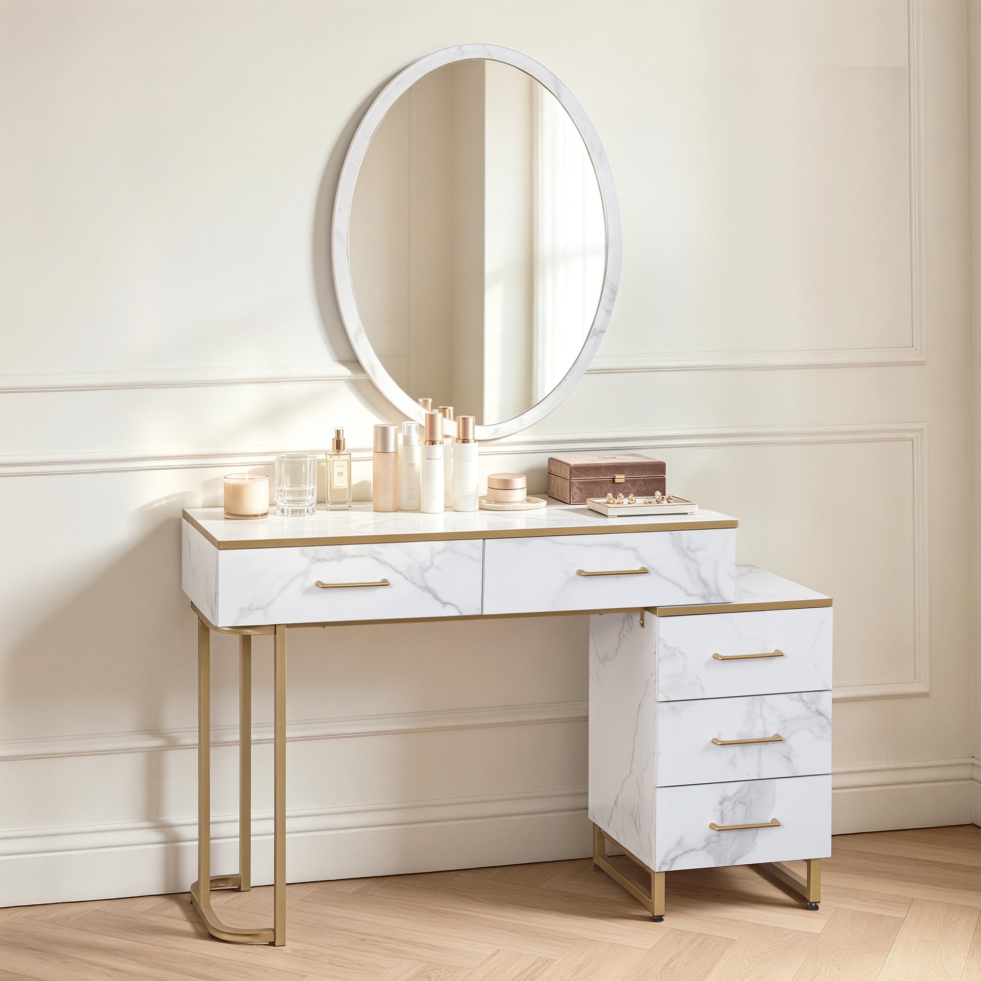 BarberPub Barber Station with Mirror, Beauty Salon Dresser Set, Storage Organizer 2442