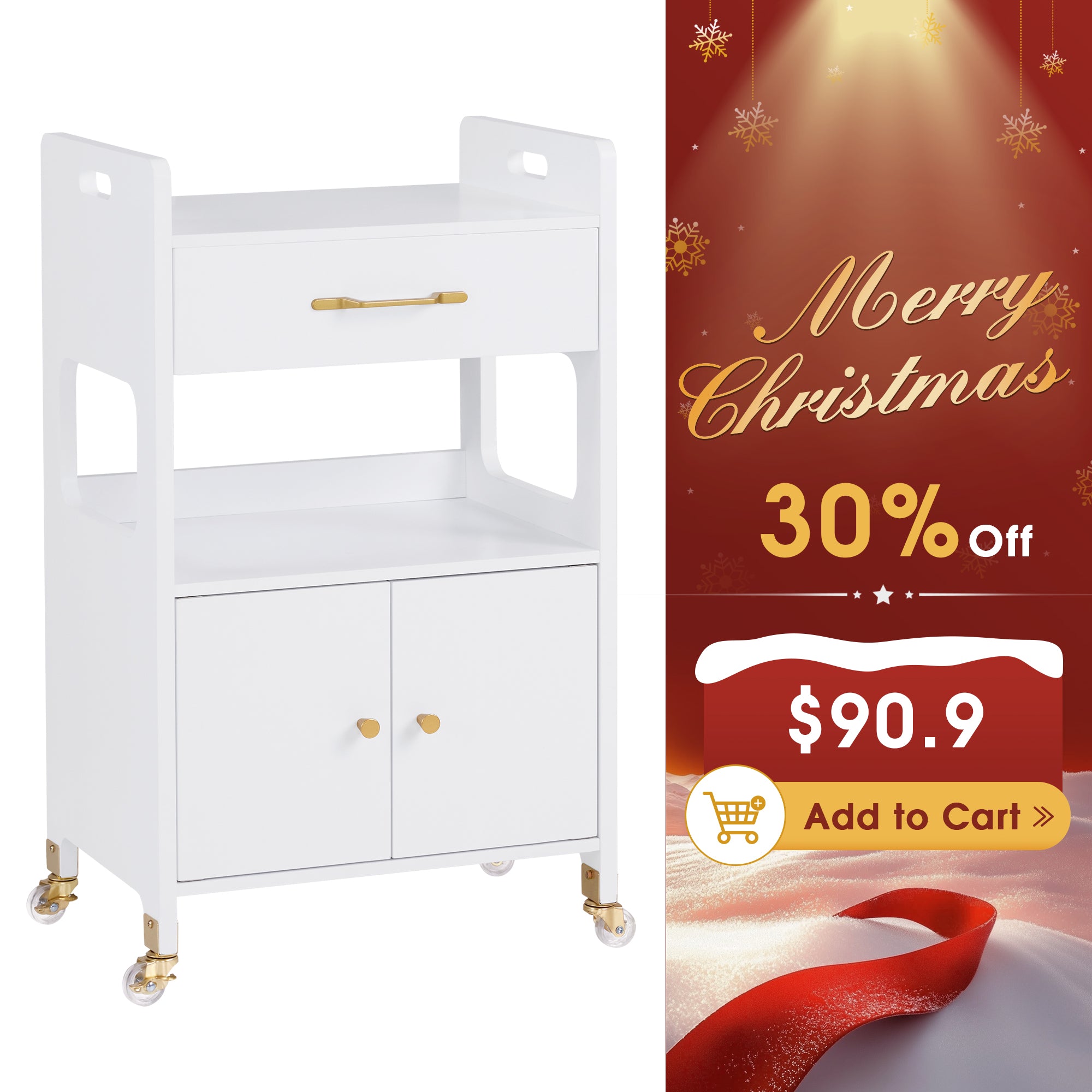 Beauty Salon Rolling Storage Cart, Barber Utility Trolley for Hairdresser, Spa Tools Organizer 2494