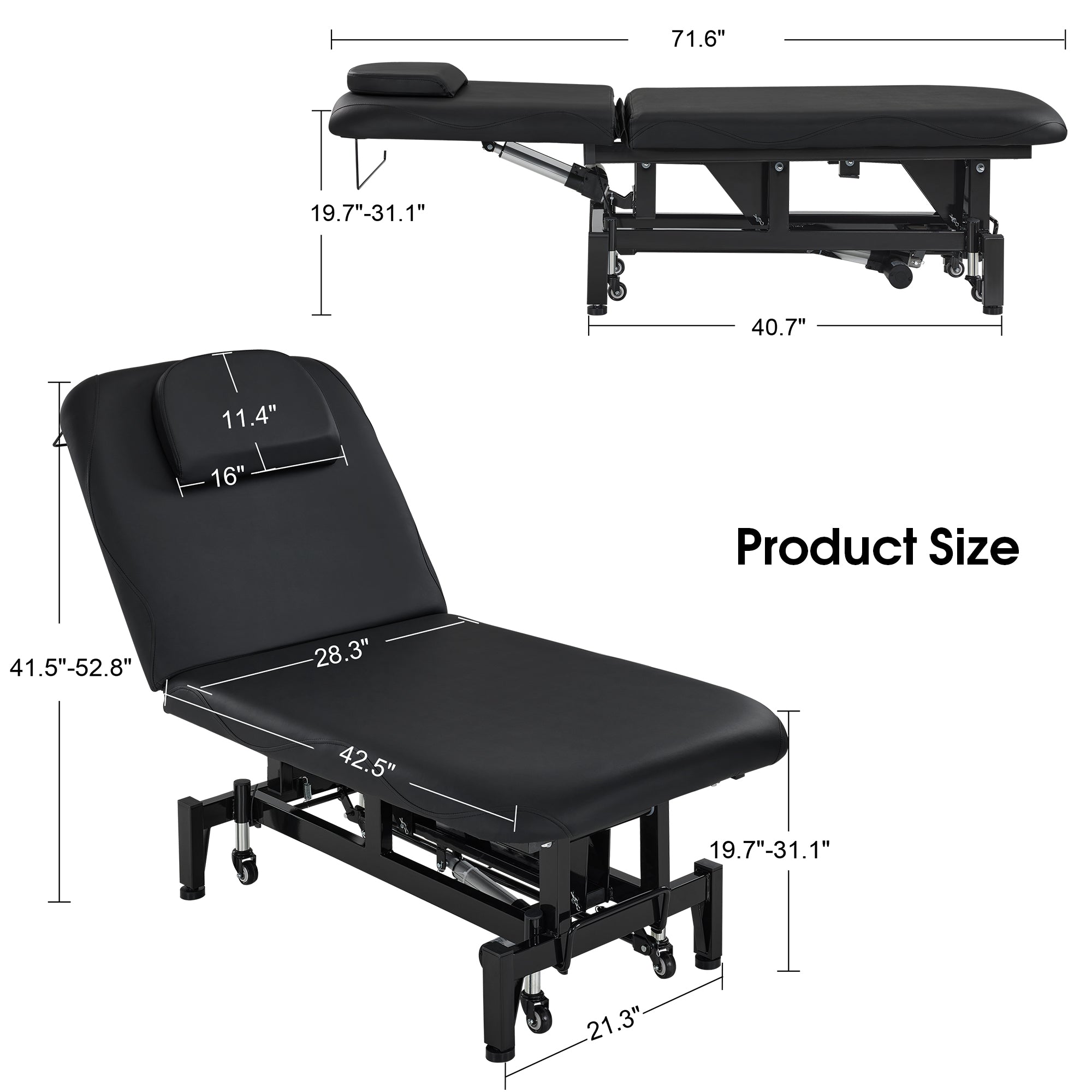 2 Motors Electric Facial Bed with Adjustable Height & Backrest, Rolling Message Tattoo Chair 2750