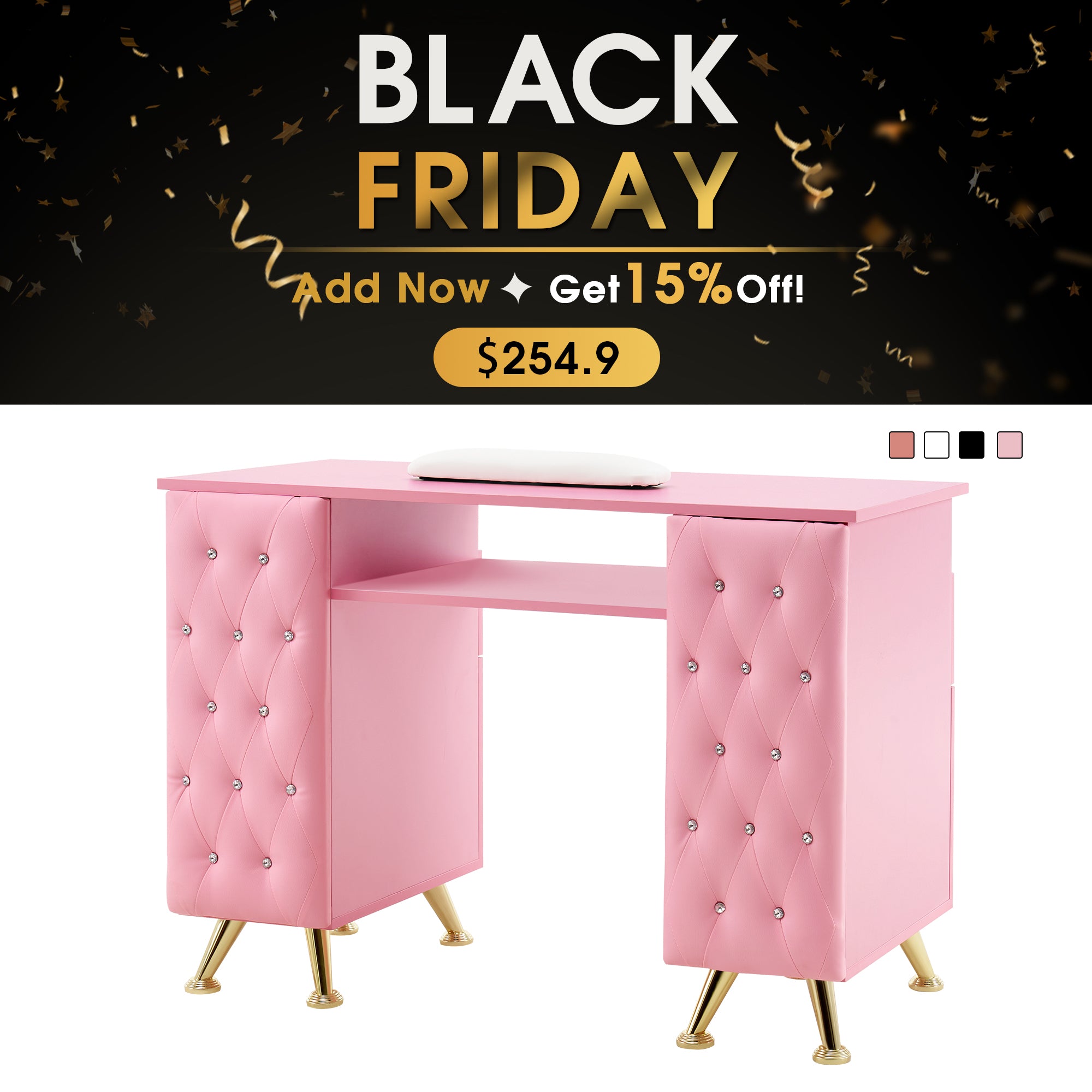 BarberPub Acetone Resistant Manicure Table Nail Equipment for Storage 2671