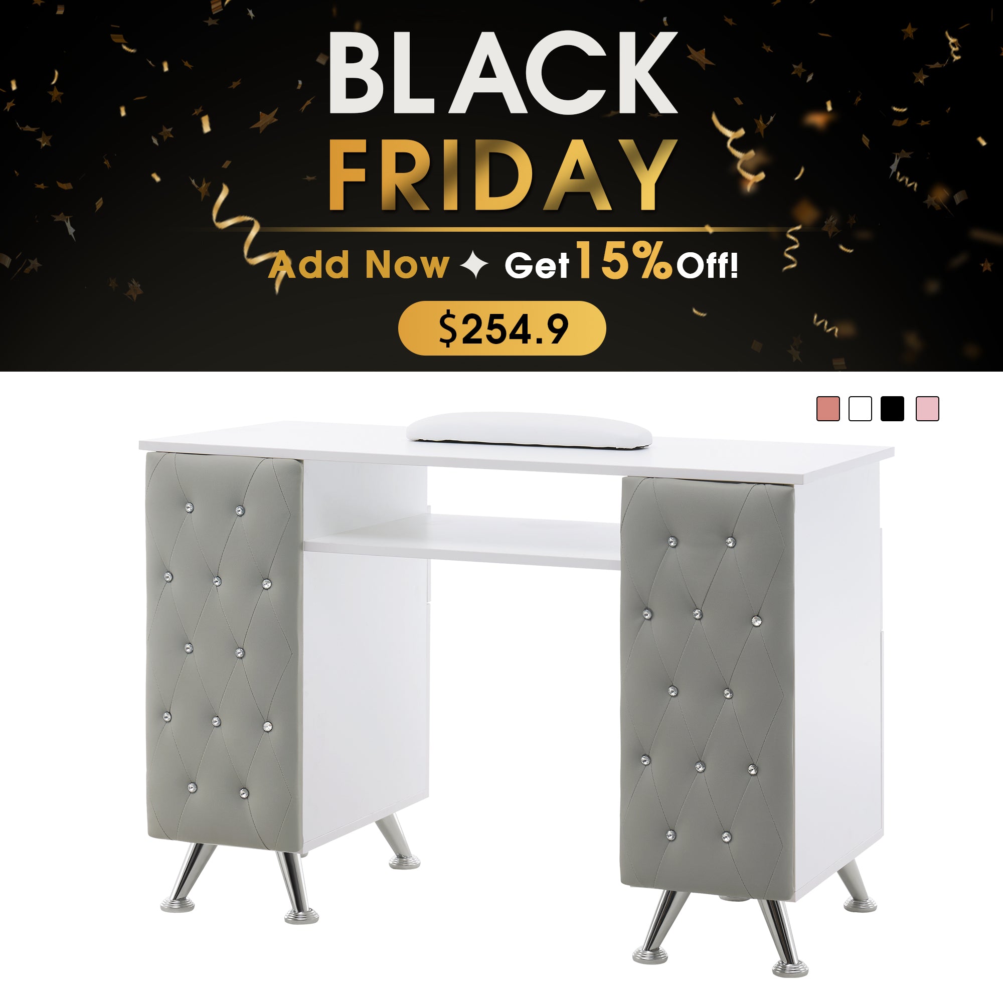 BarberPub Acetone Resistant Manicure Table Nail Equipment for Storage 2671