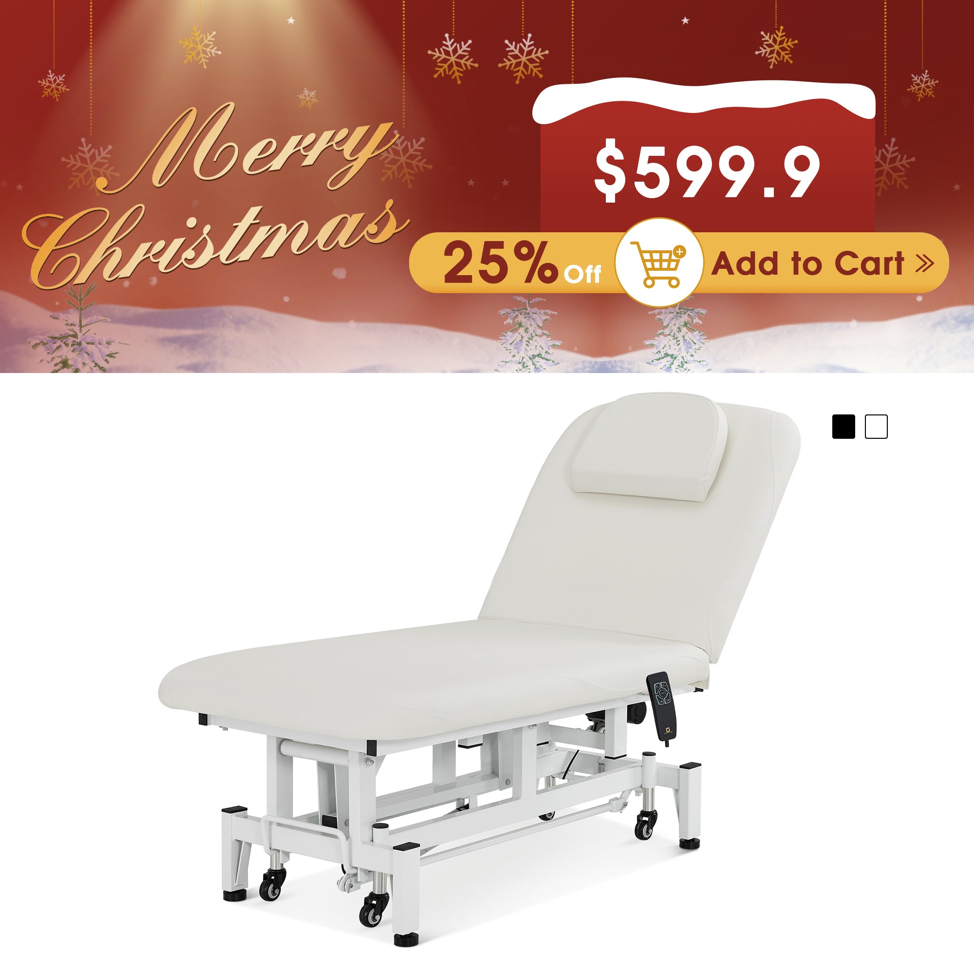 2 Motors Electric Facial Bed with Adjustable Height & Backrest, Rolling Message Tattoo Chair 2750