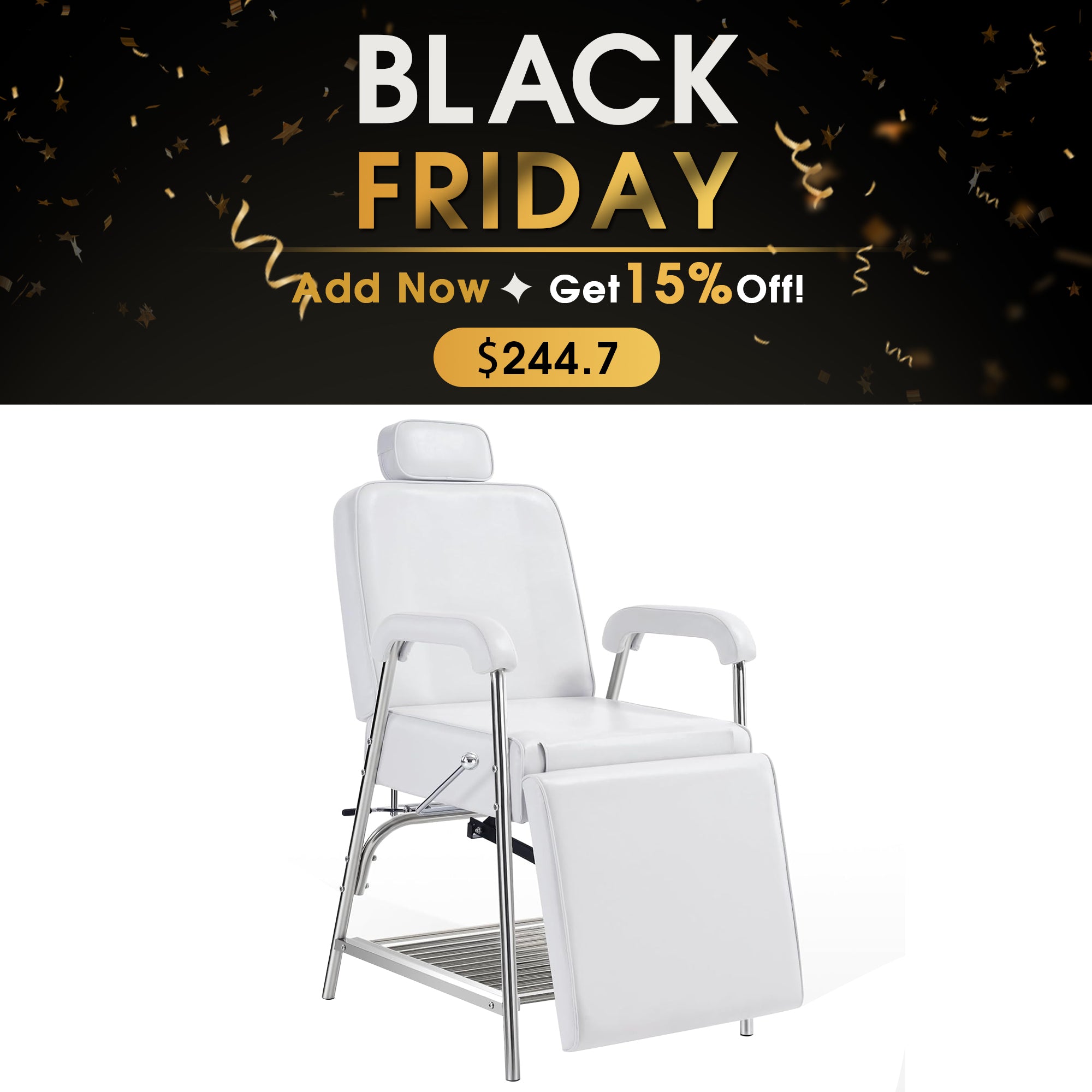 BarberPub Professional Tattoo Chair with Headrest Massage Bed with Storage Shelf 2767