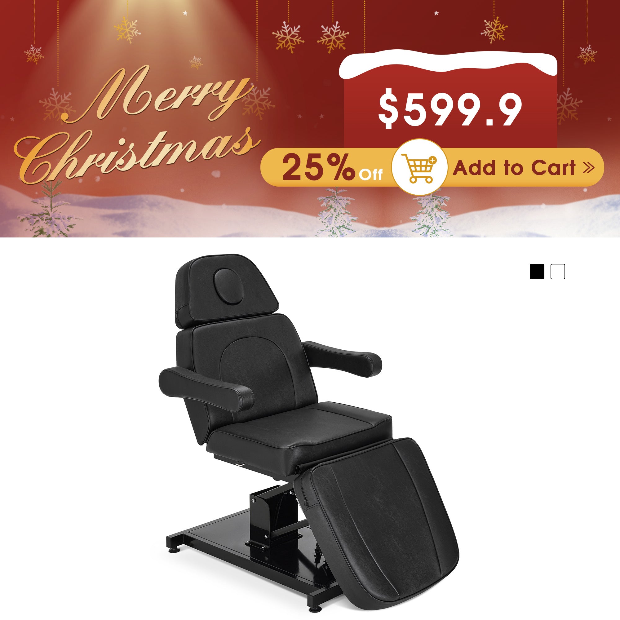 3 Motors Fully Adjustable Electric Facial Bed, Hydraulic Message Beauty Tattoo Chair with Thick Cushion 2782