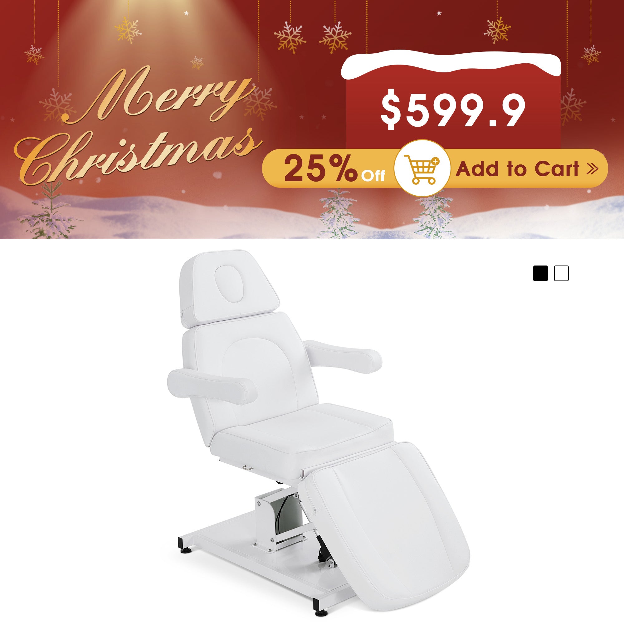 3 Motors Fully Adjustable Electric Facial Bed, Hydraulic Message Beauty Tattoo Chair with Thick Cushion 2782