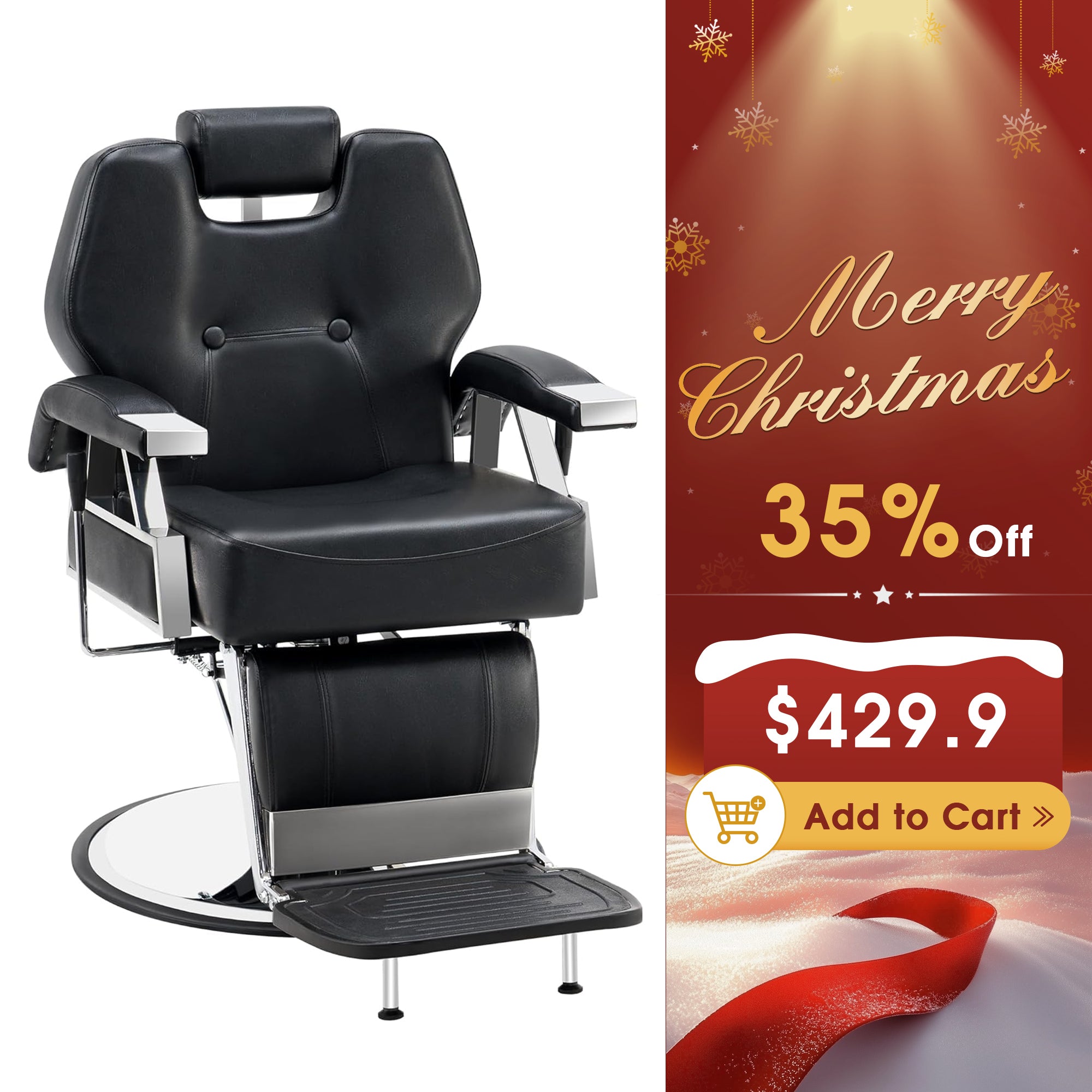 BarberPub All Purpose Barber Chair,Reclining Salon Styling Barbershop Equipment 2801
