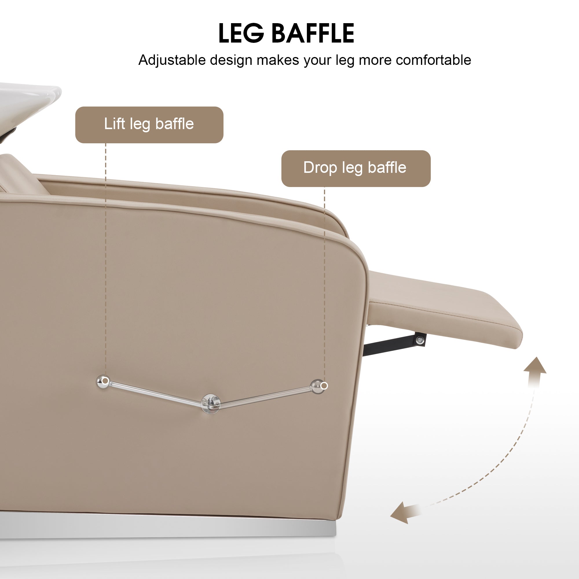 BarberPub Backwash Shampoo Station Chair, Salon Ceramic Hair Wash Bowl 9370