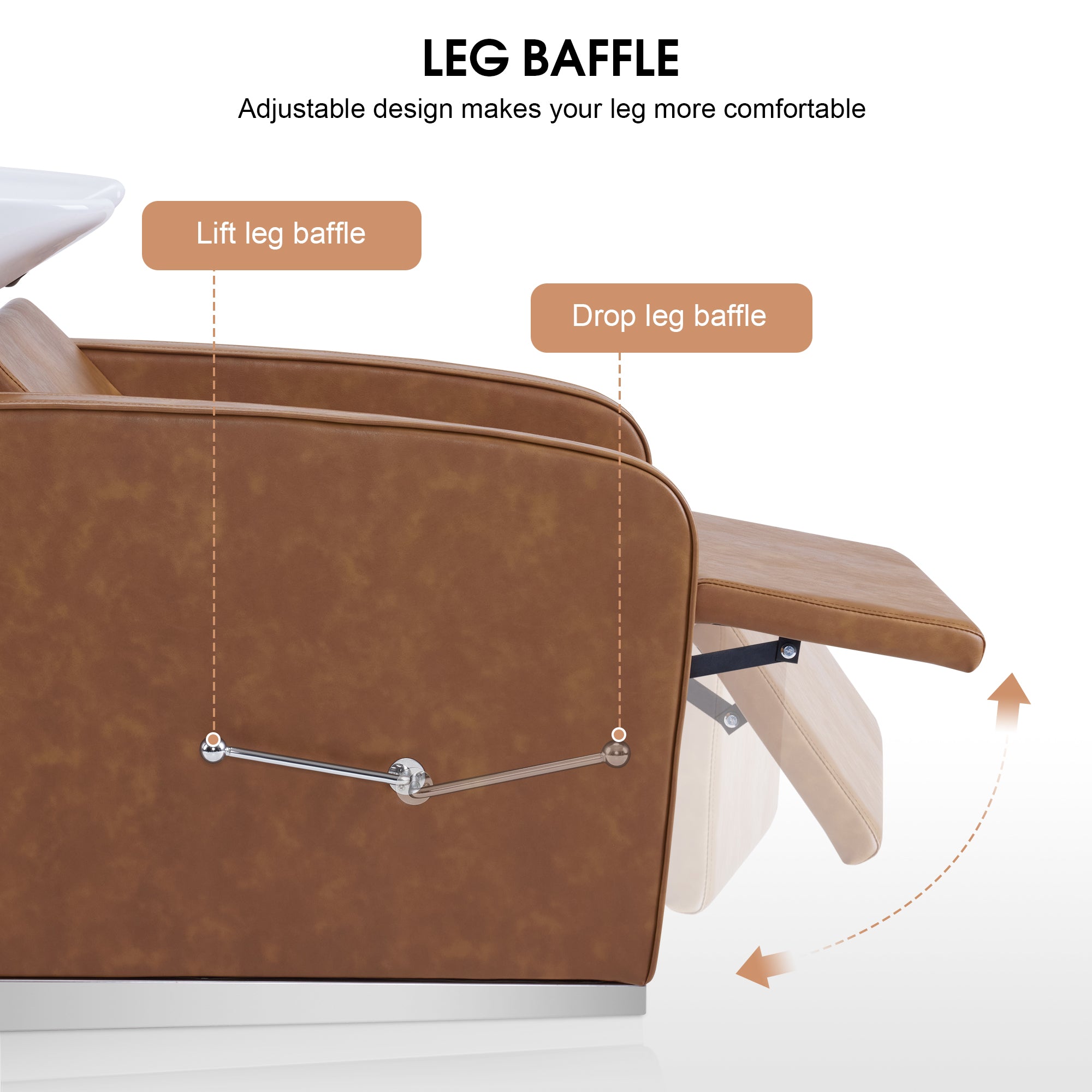 BarberPub Salon Chair 3802 & Backwash Shampoo Chair 9370 Set – Brown Hydraulic Barber Styling Chair with Ceramic Hair Wash Bowl