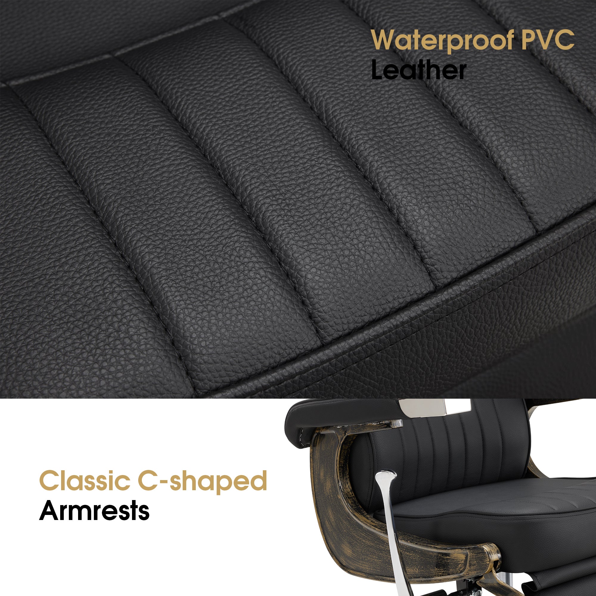 BarberPub Vintage Barber Chair Reclining Salon Chair with Headrest & Footrest 2905