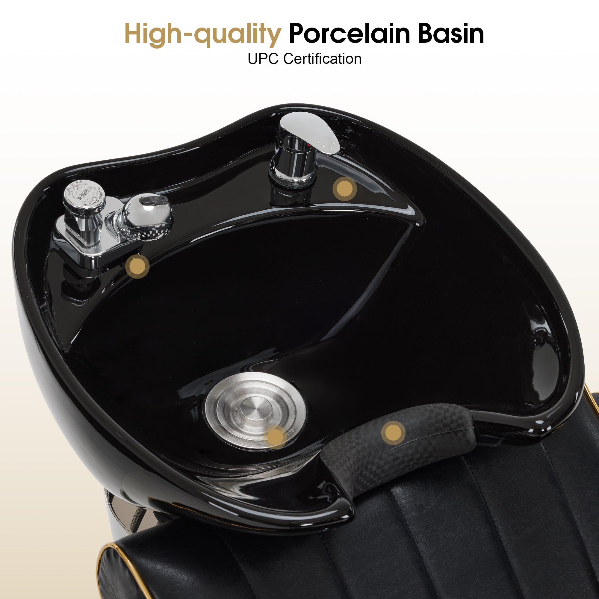 Salon & Barber Styling Chair 8885 with Hydraulic Base and Backwash Shampoo Chair 9175 with Adjustable Porcelain Bowl – Complete Professional Salon Set for Spas and Stylists