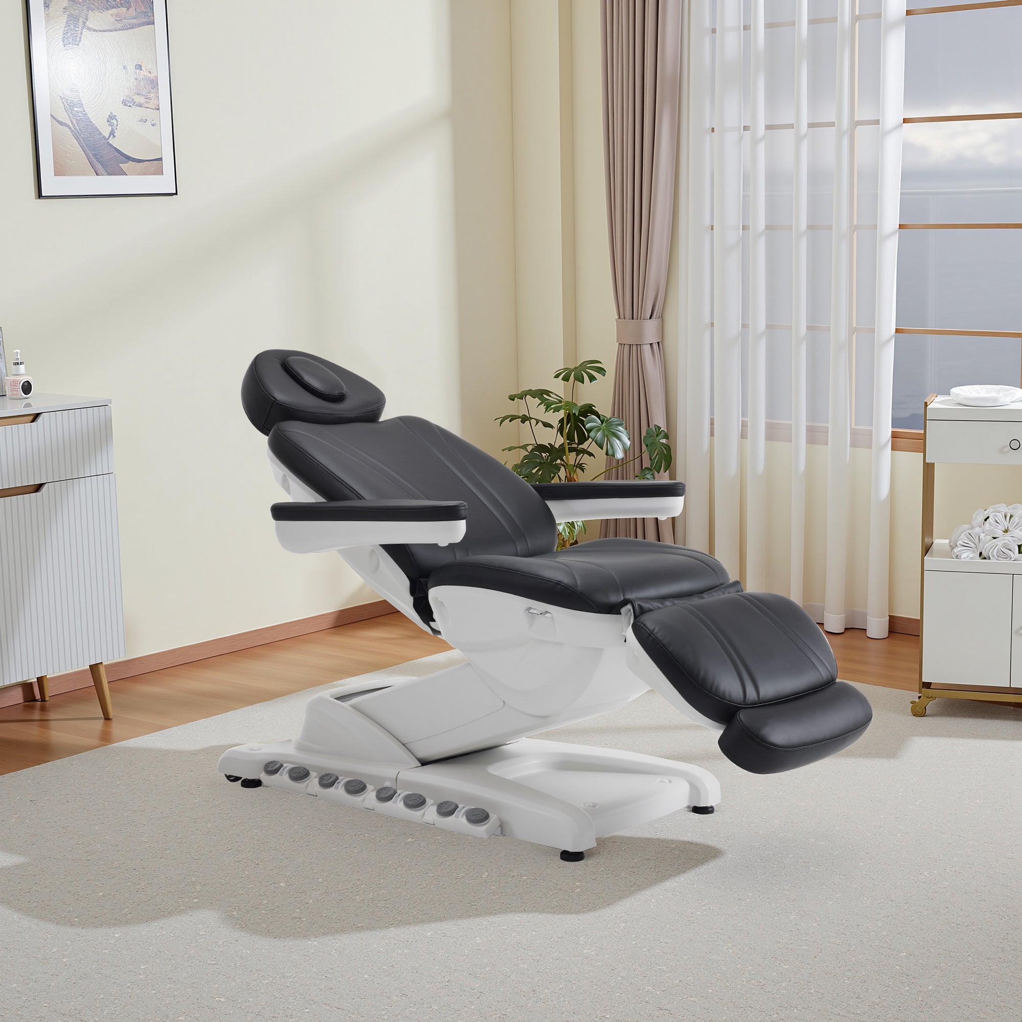 4-Motor Electric Facial Spa Bed with Hand & Foot Control, PU Leather Esthetician Adjustable Massage Table, 440 lbs Capacity 2119