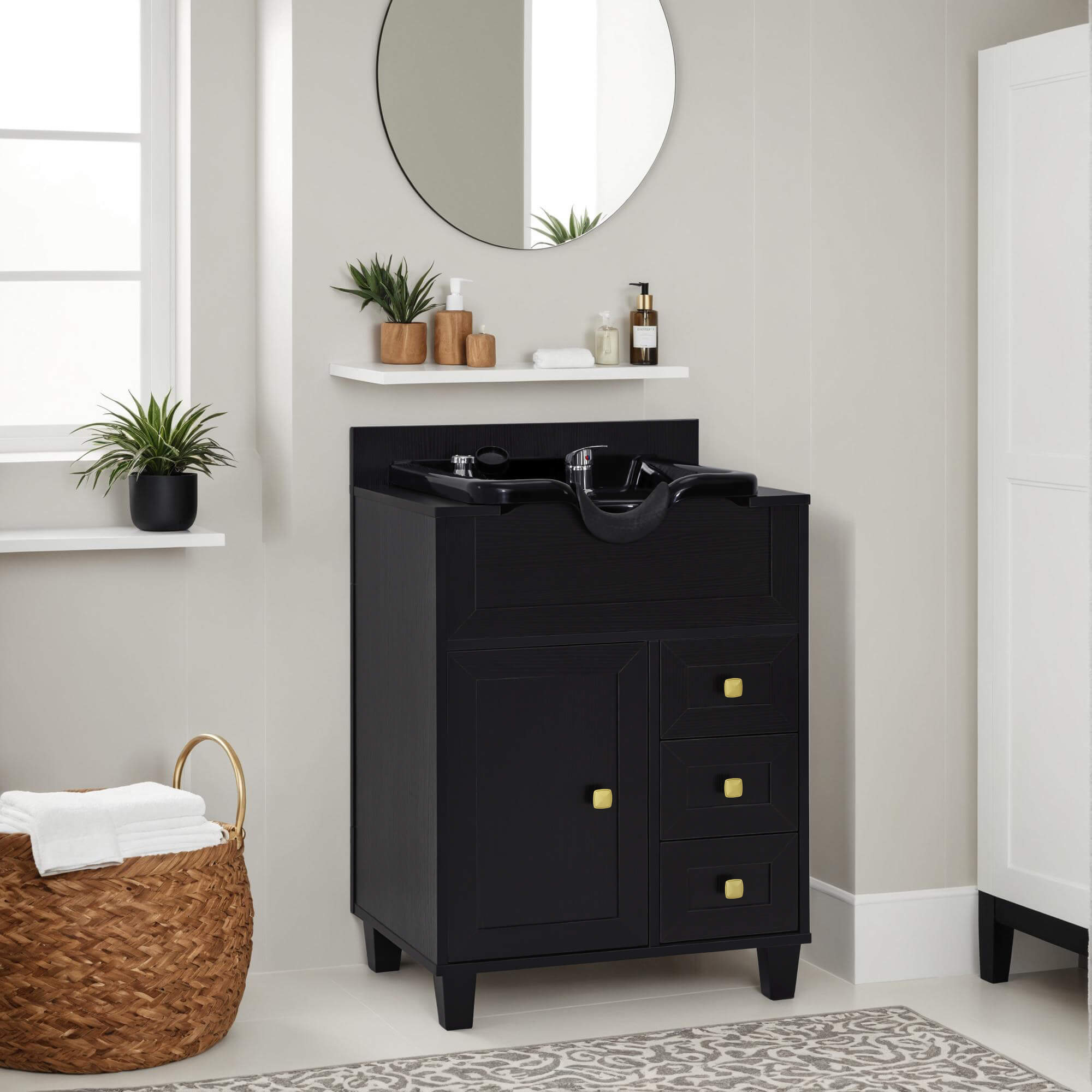 Barber Textured Embossed Storage Shampoo Station, Hair Salon Shampoo Backwash Equipment 7131