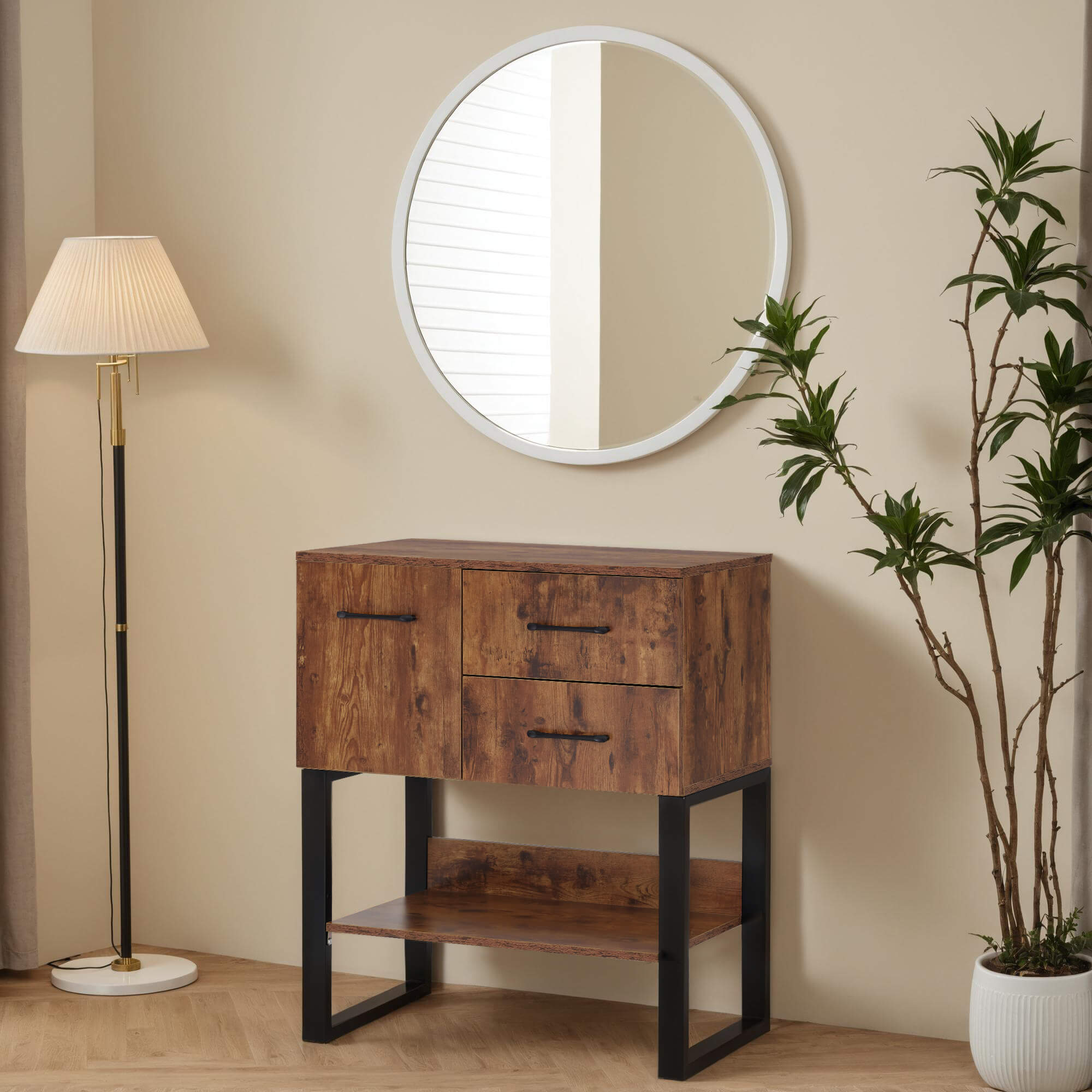 BarberPub Barber Station Wall Mount Storage Cabinet Bathroom Dresser with Shelf 3185