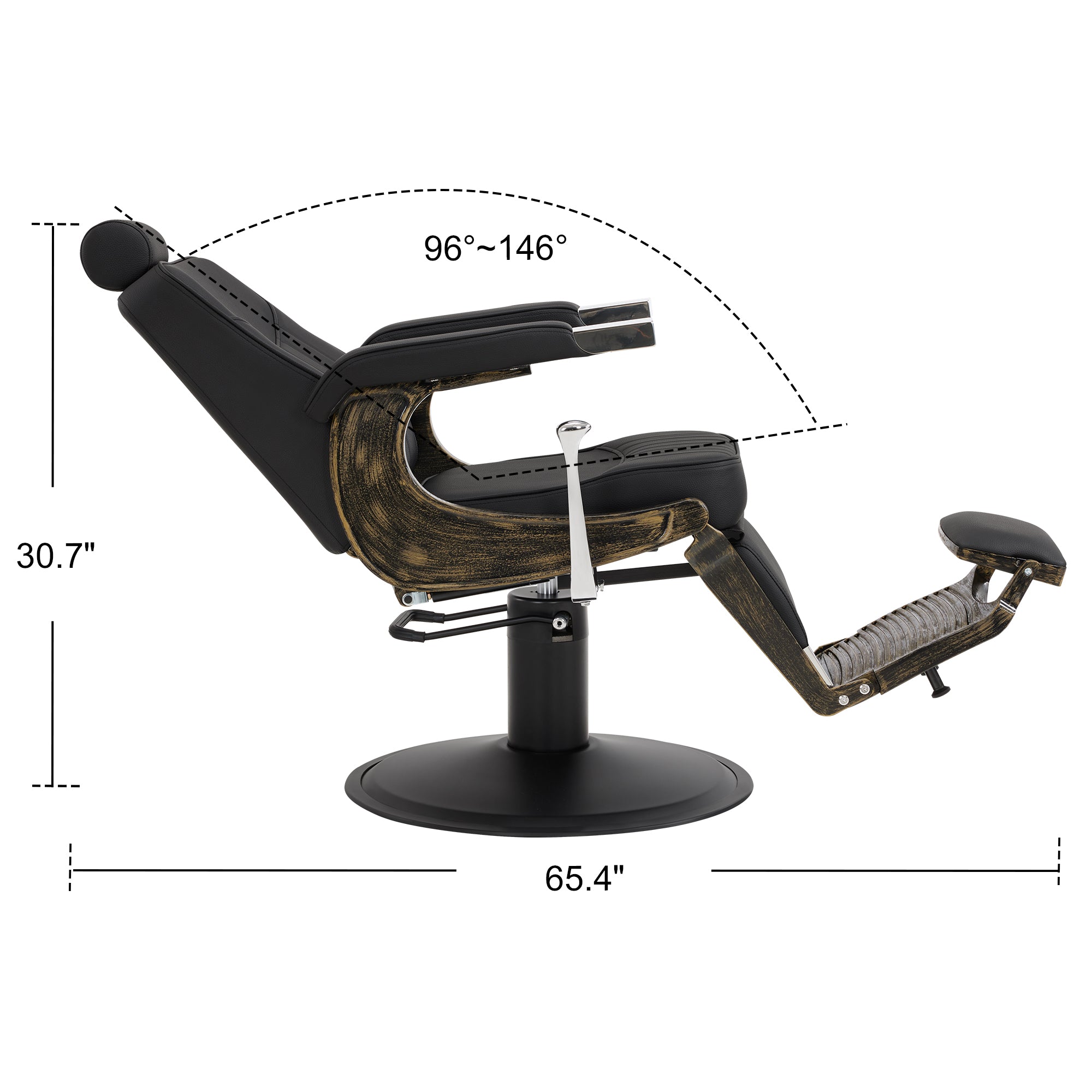 BarberPub Vintage Barber Chair Reclining Salon Chair with Headrest & Footrest 2905