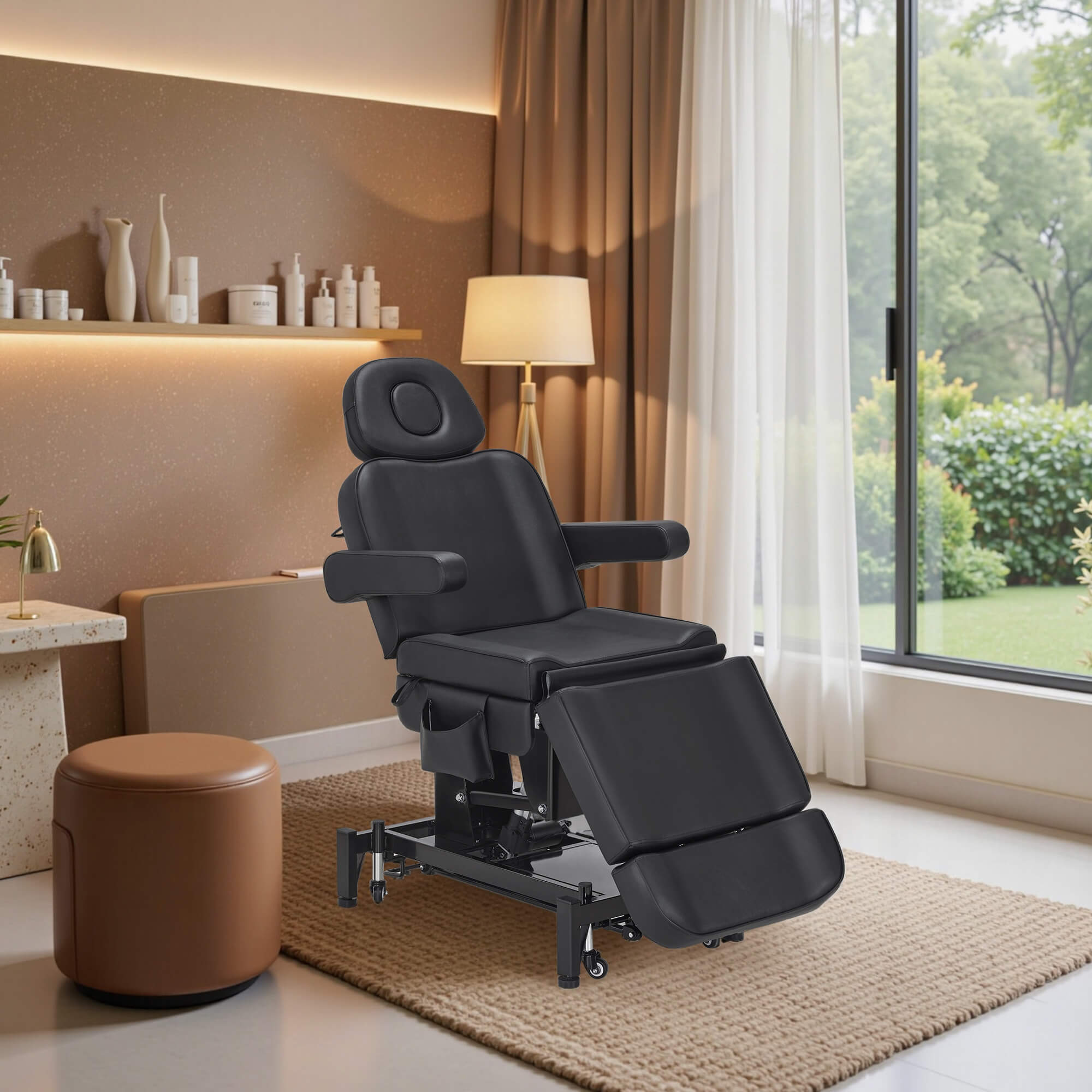 Professional 3-Motor Electric Beauty Bed with Foot-Controlled Wheels, Height, Backrest & Leg Rest Adjustable 2754